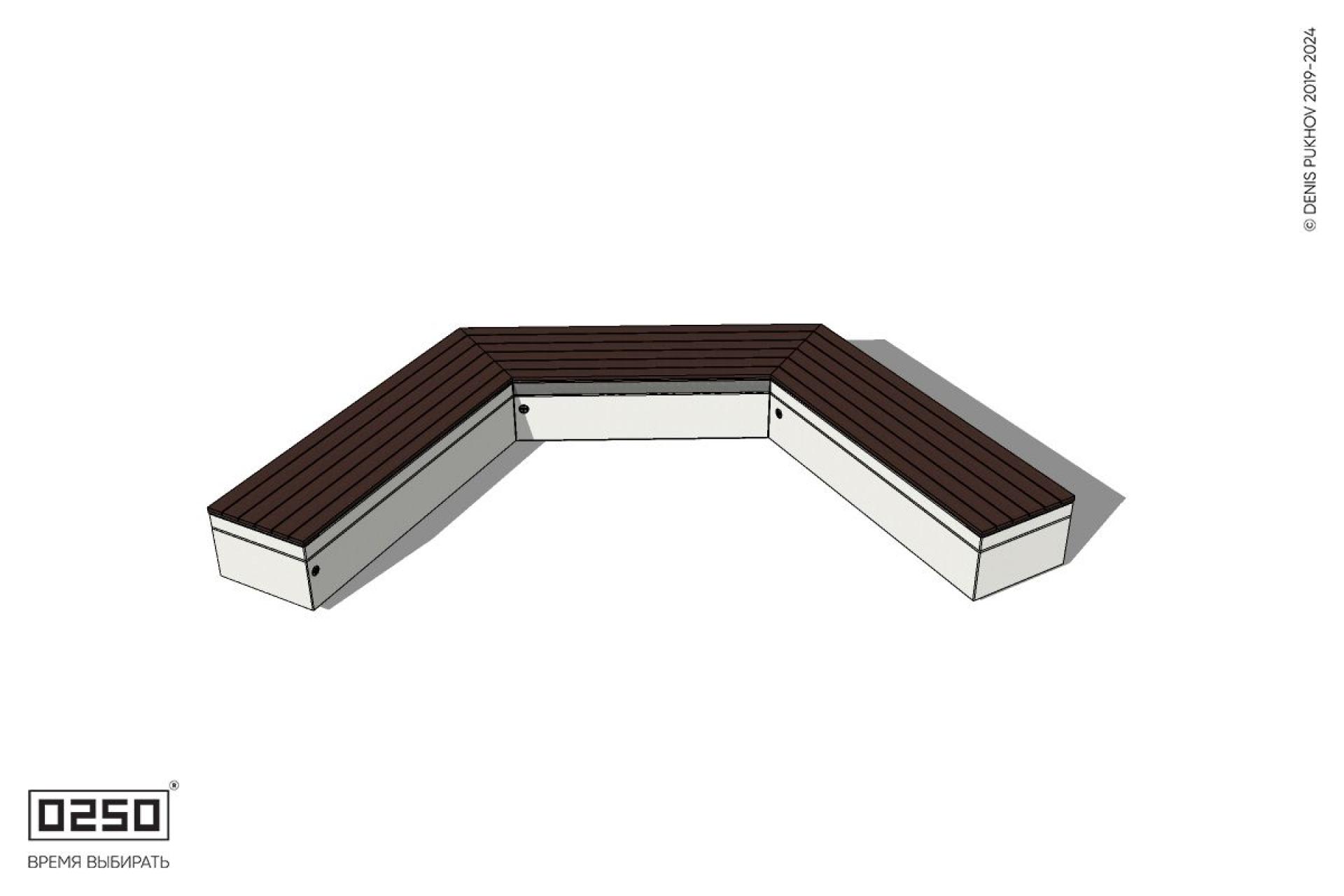 Уличная Двухповоротная прямоконечная скамейка на блоке производство 0250