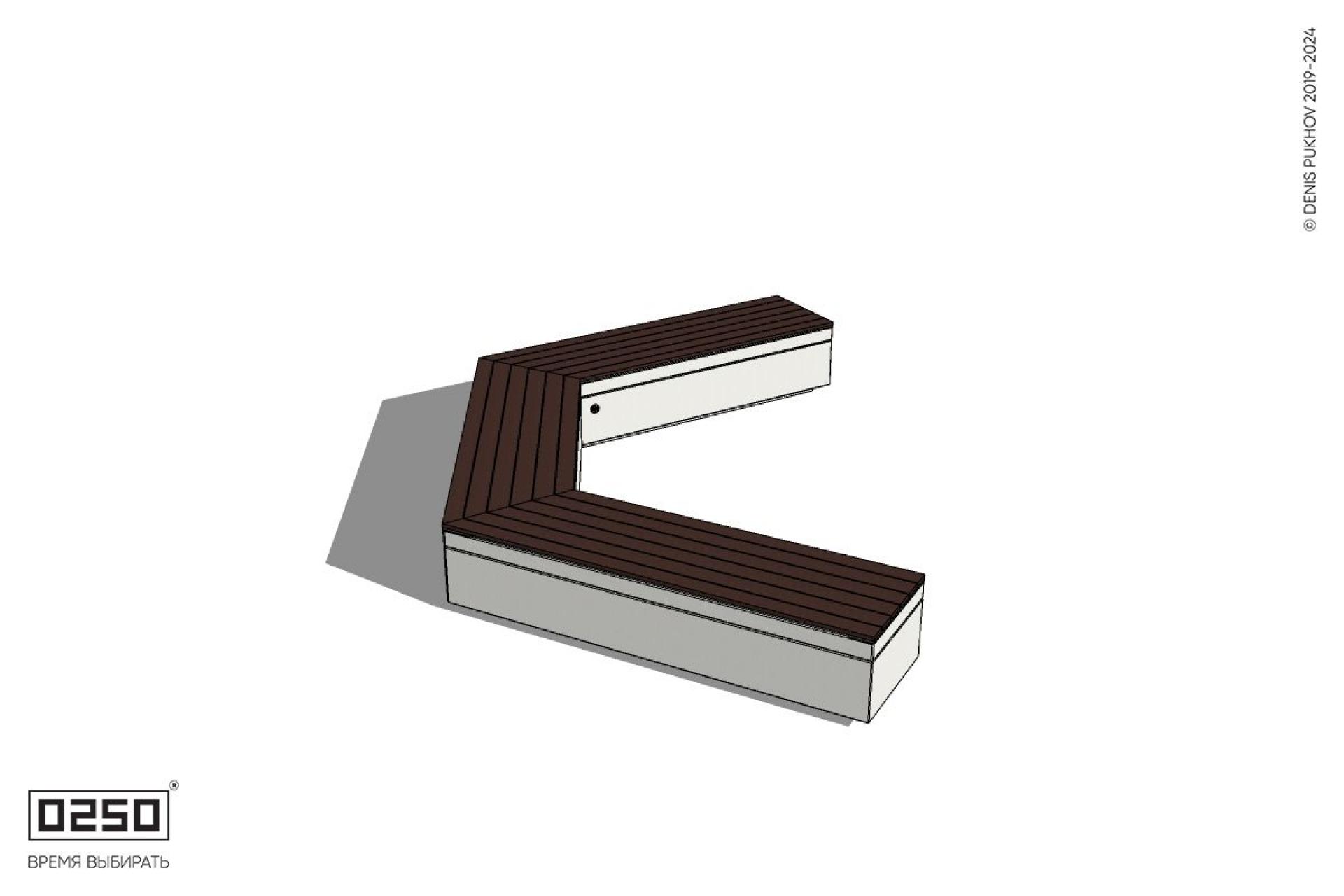 Уличная Двухповоротная прямоконечная скамейка на блоке производство 0250