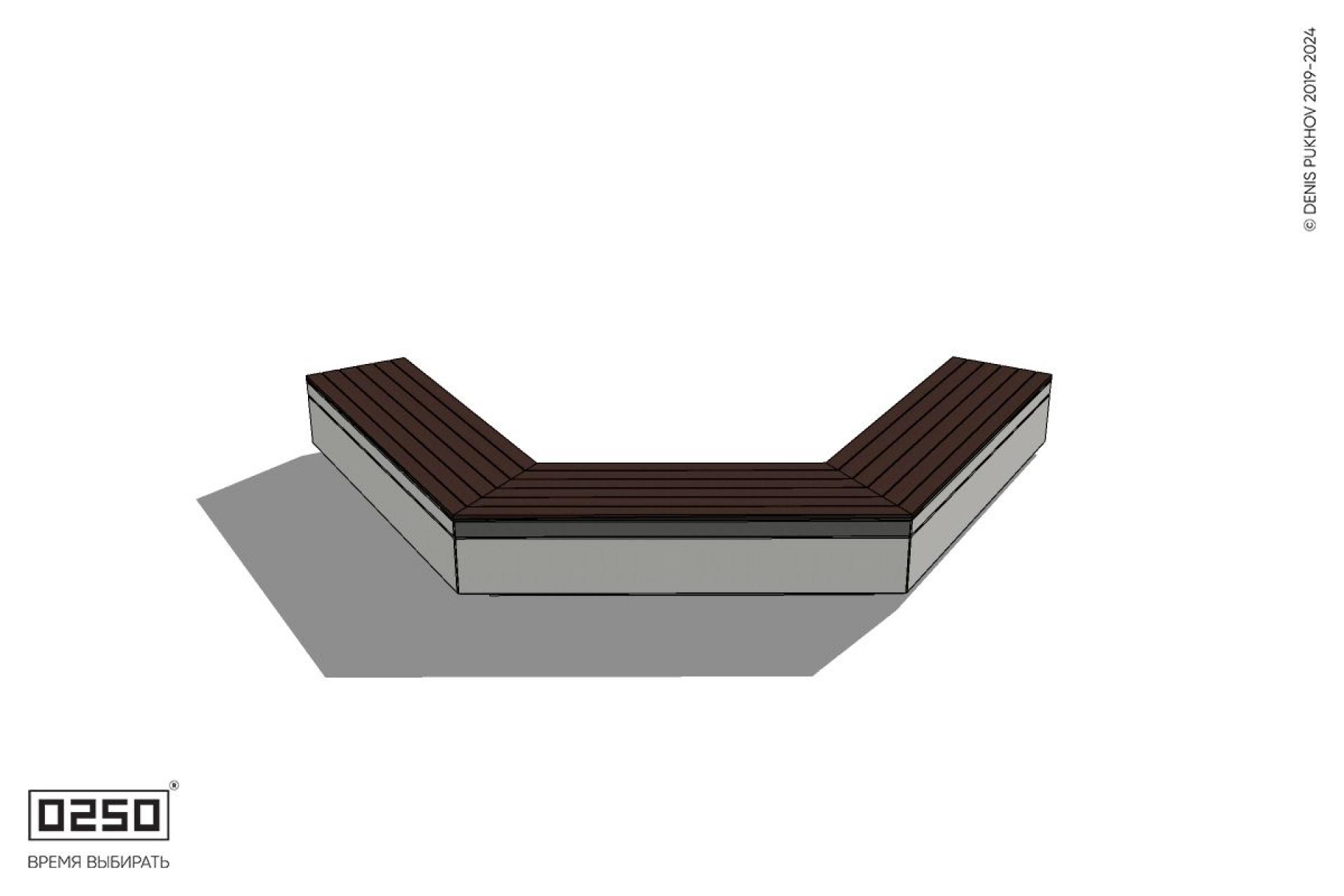 Уличная Двухповоротная прямоконечная скамейка на блоке производство 0250