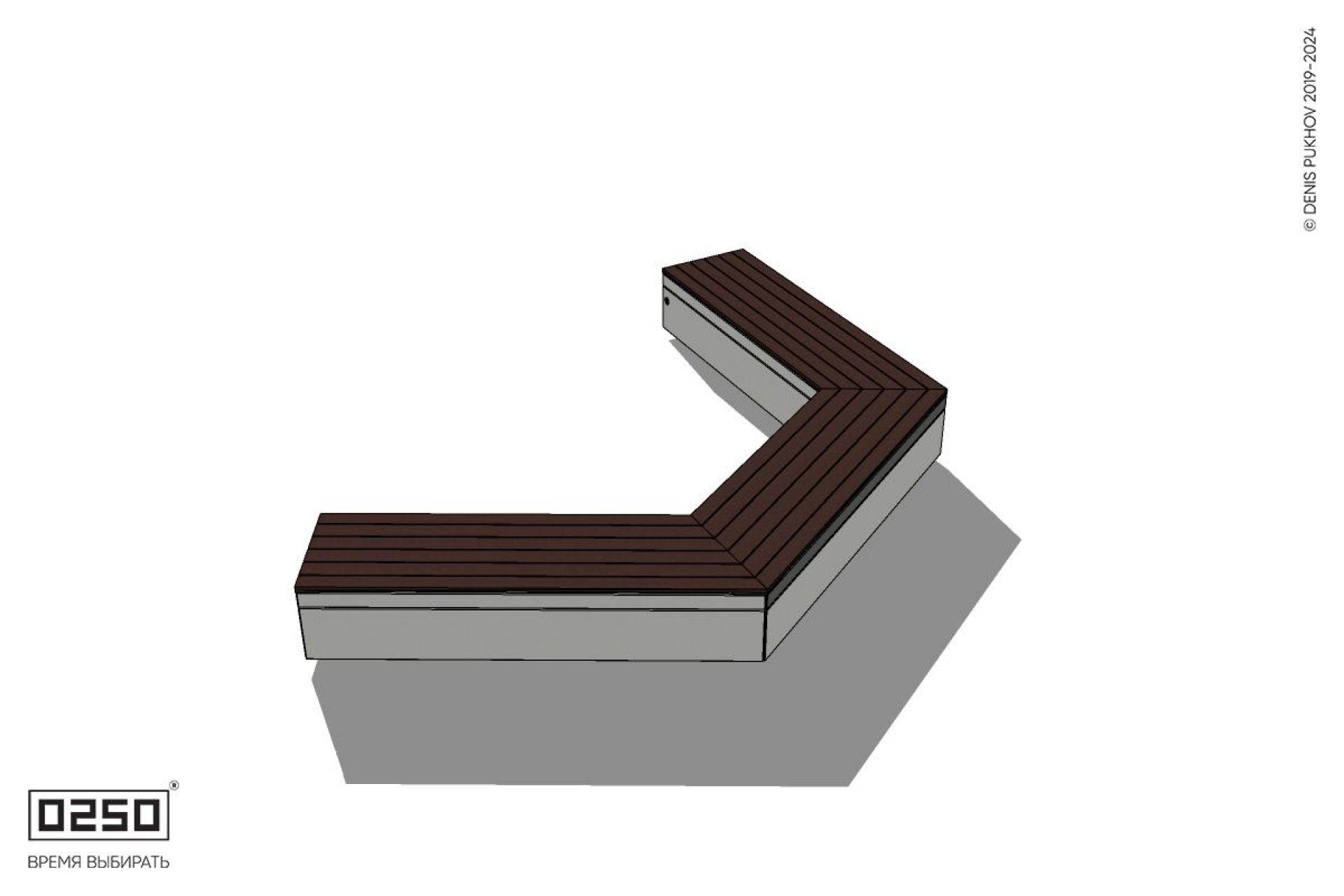 Уличная Двухповоротная прямоконечная скамейка на блоке производство 0250