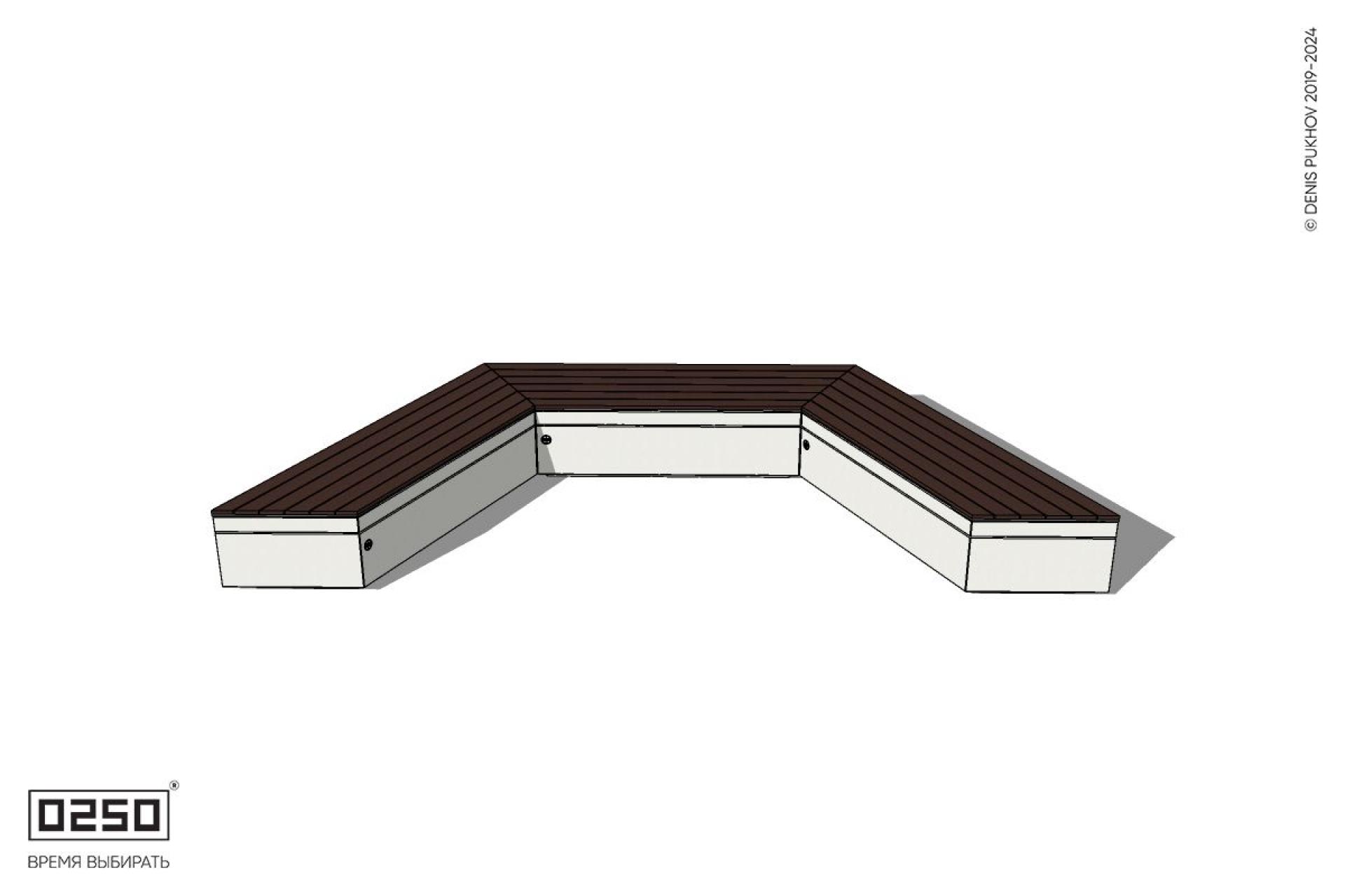 Уличная Двухповоротная скошенная скамейка на блоке производство 0250