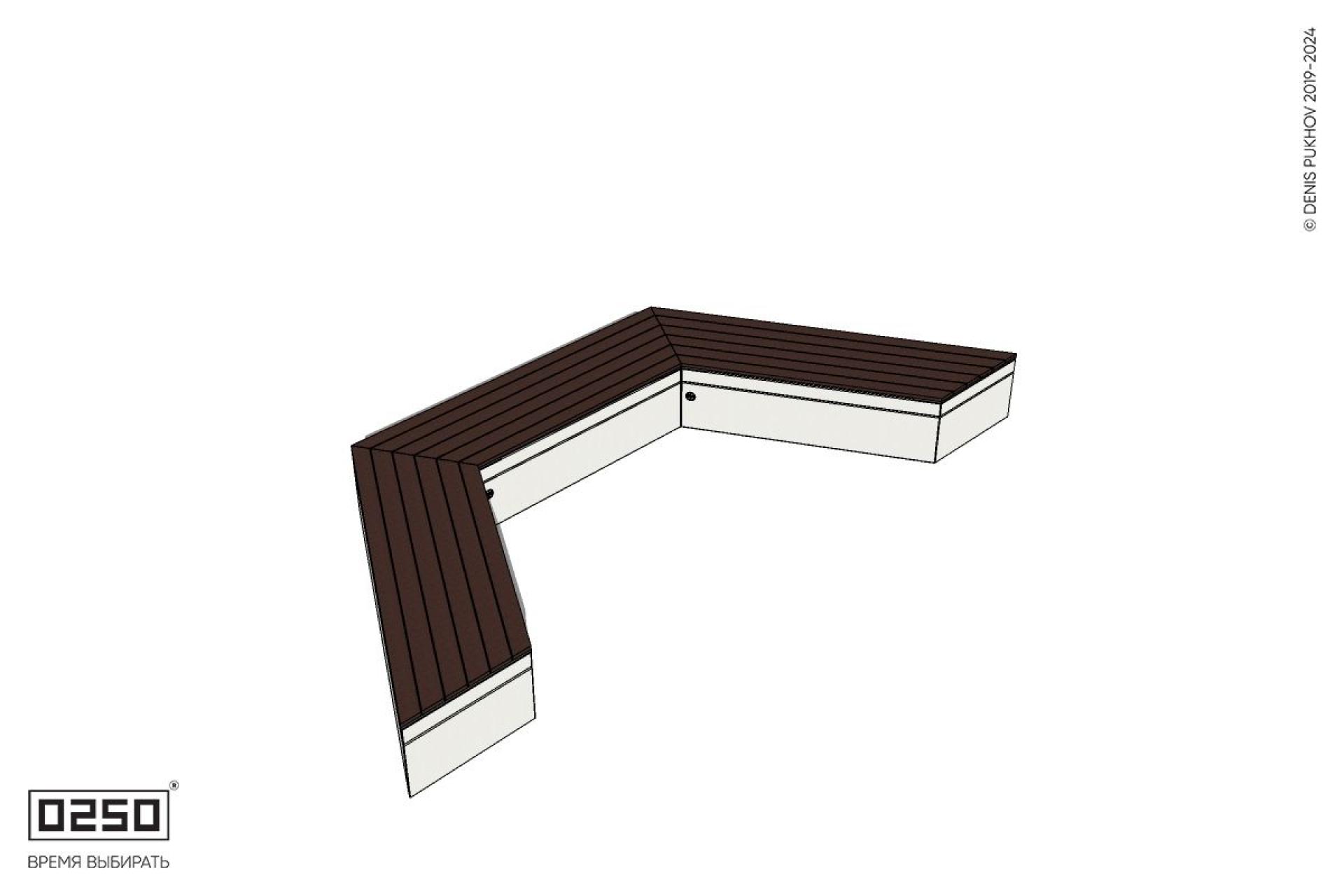 Уличная Двухповоротная скошенная скамейка на блоке производство 0250