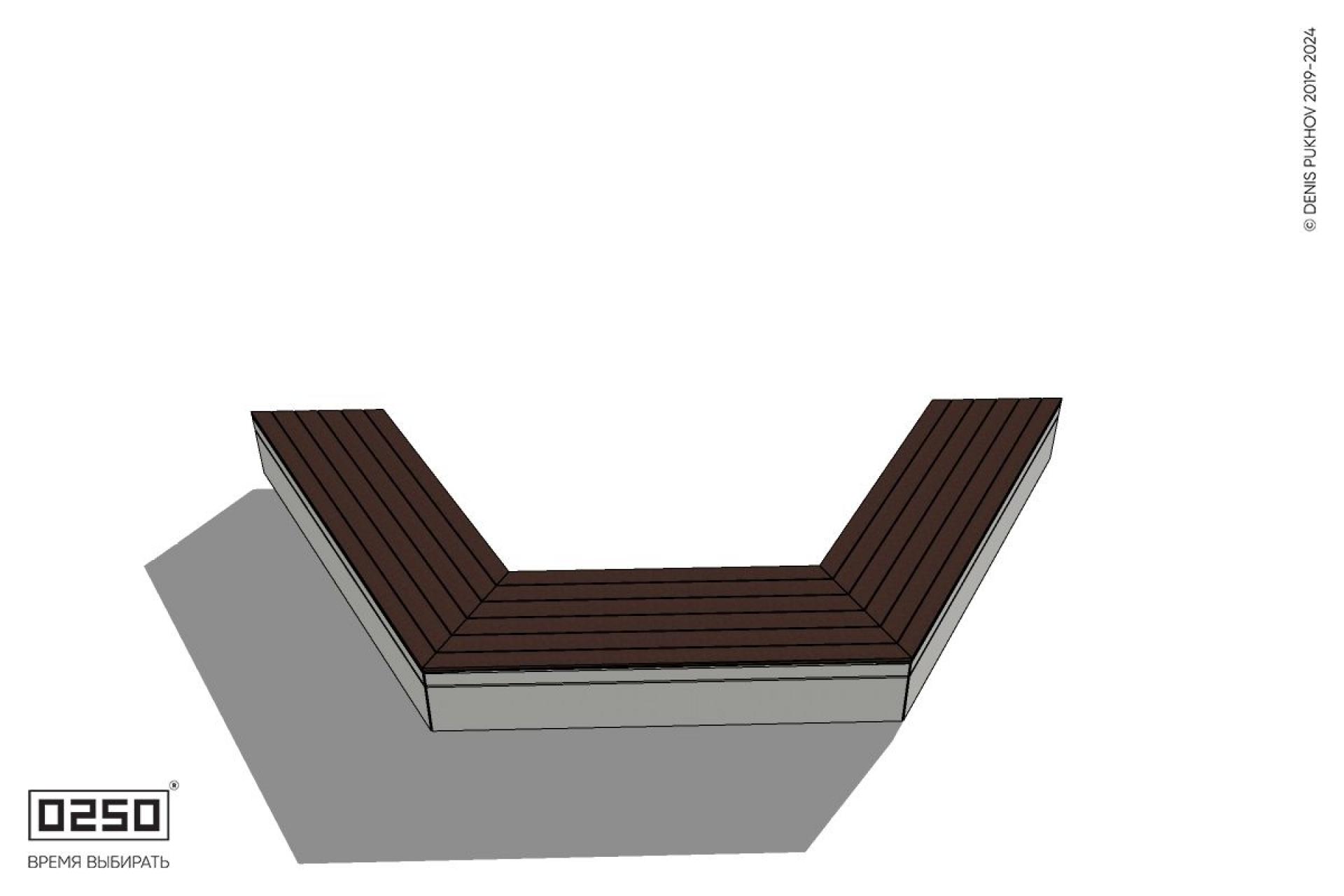 Уличная Двухповоротная скошенная скамейка на блоке производство 0250