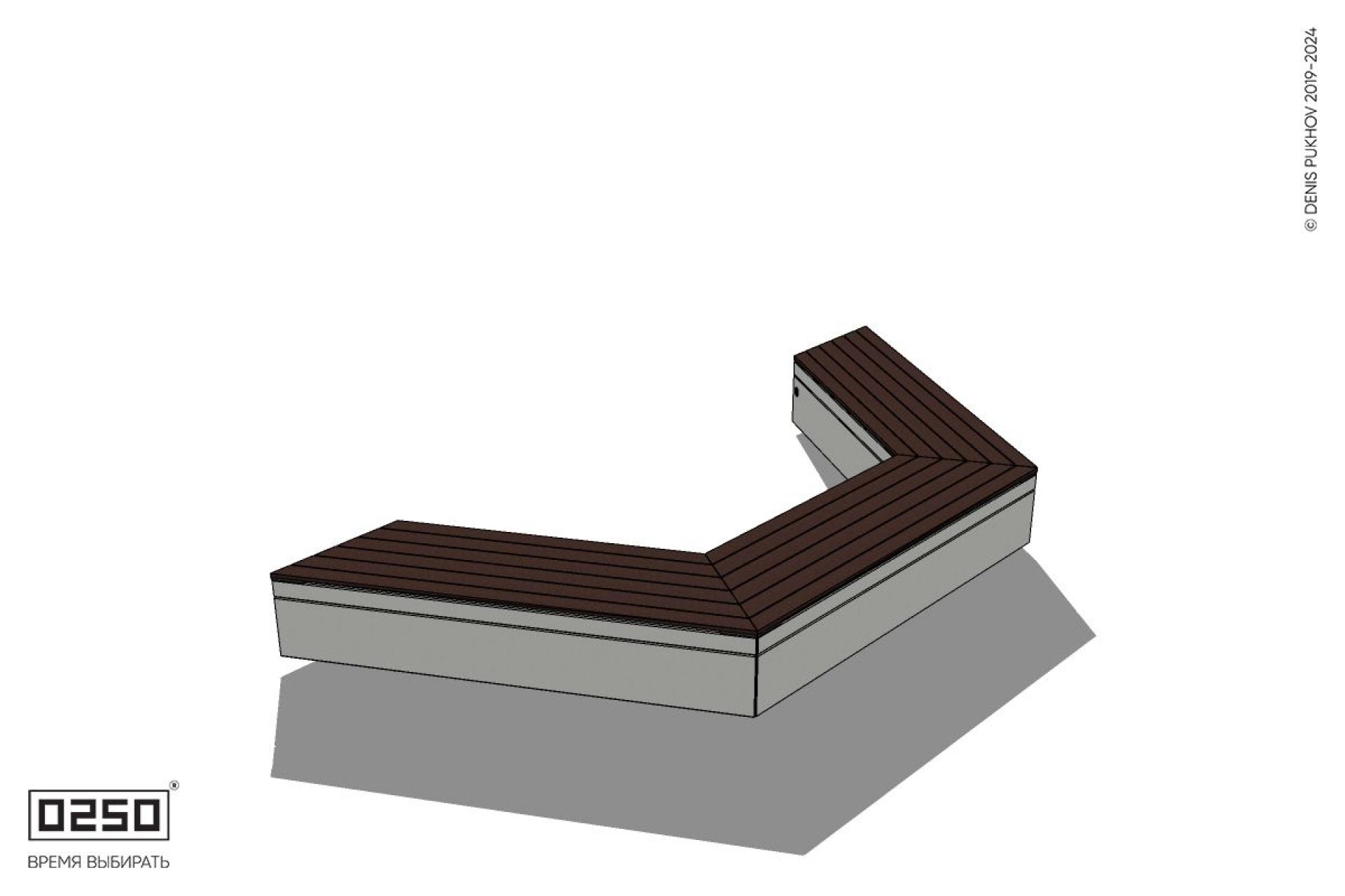 Уличная Двухповоротная скошенная скамейка на блоке производство 0250