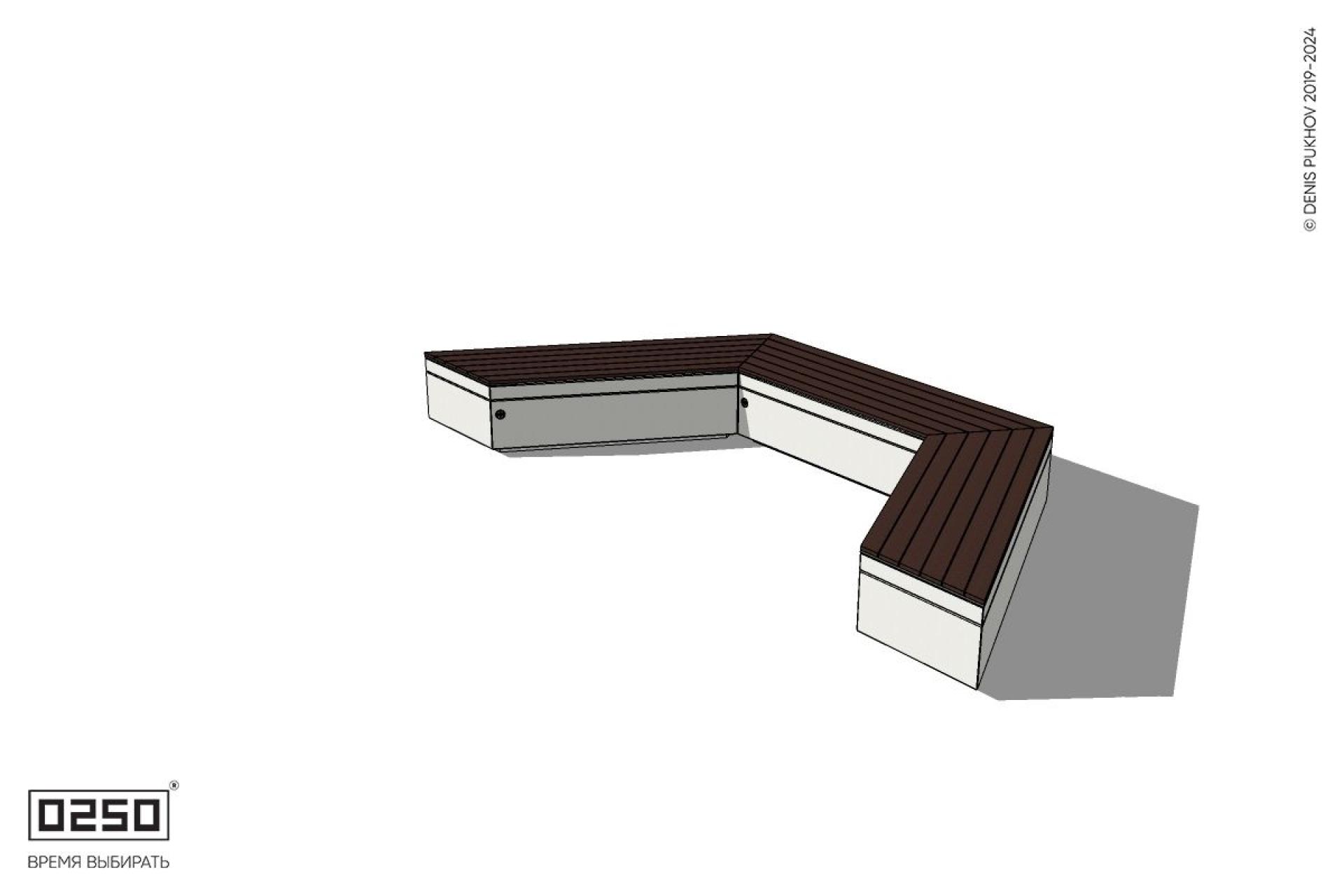 Уличная Двухповоротная скошенная скамейка на блоке производство 0250