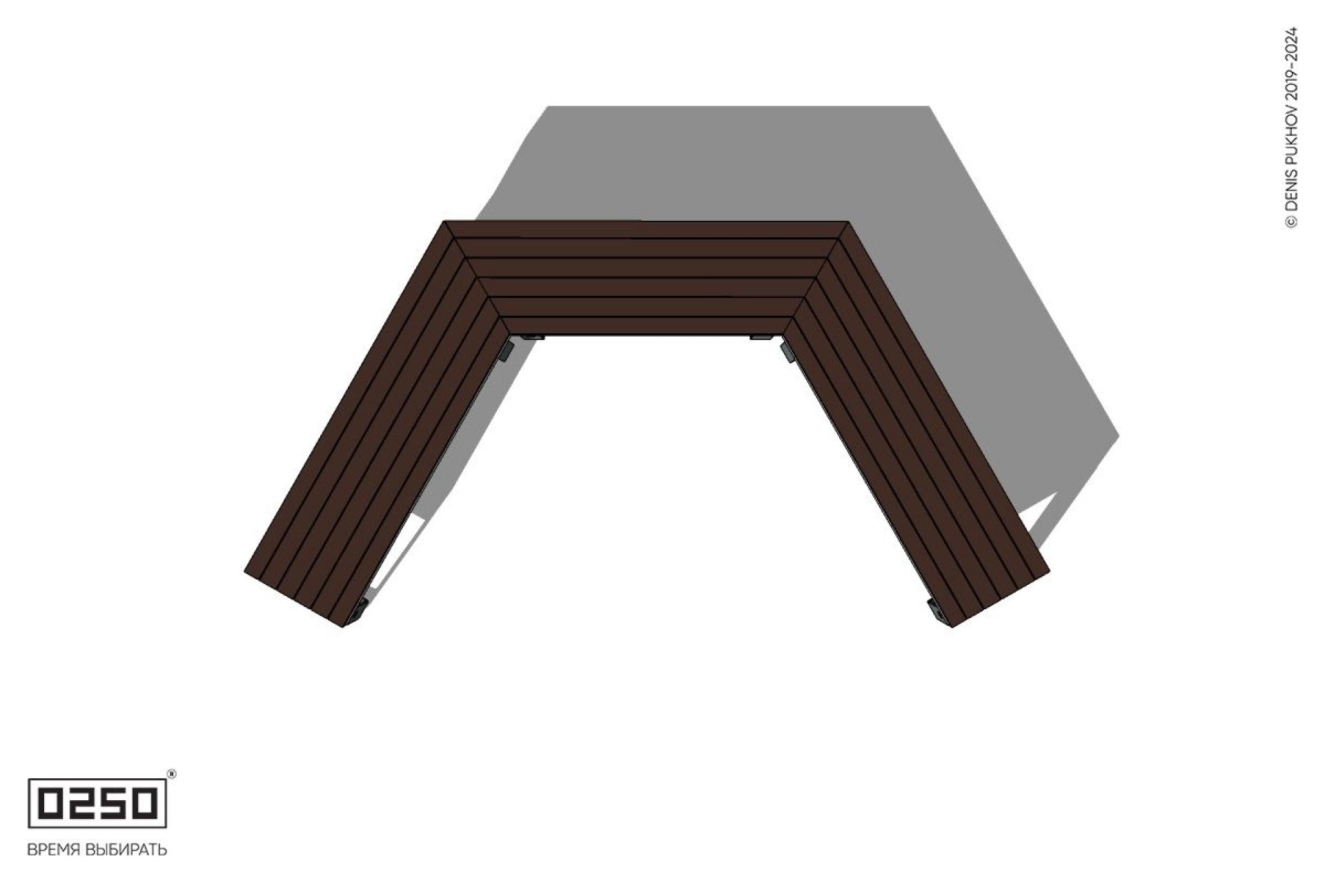 Двухповоротная прямоконечная скамейка на ножках Уличная Двухповоротная прямоконечная скамейка на ножках производство 0250, module