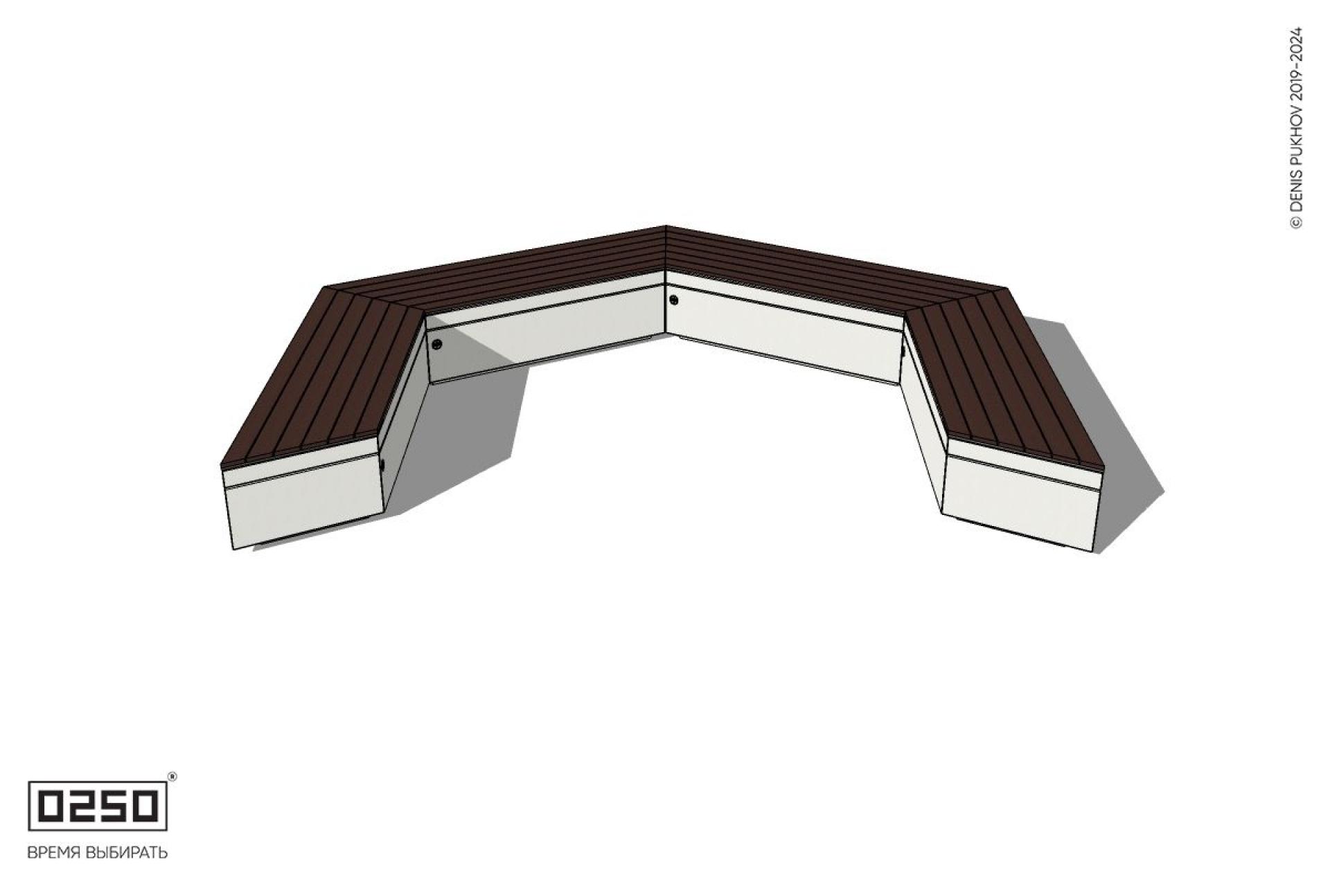 Уличная Трехповоротная скошенная скамейка на блоке производство 0250