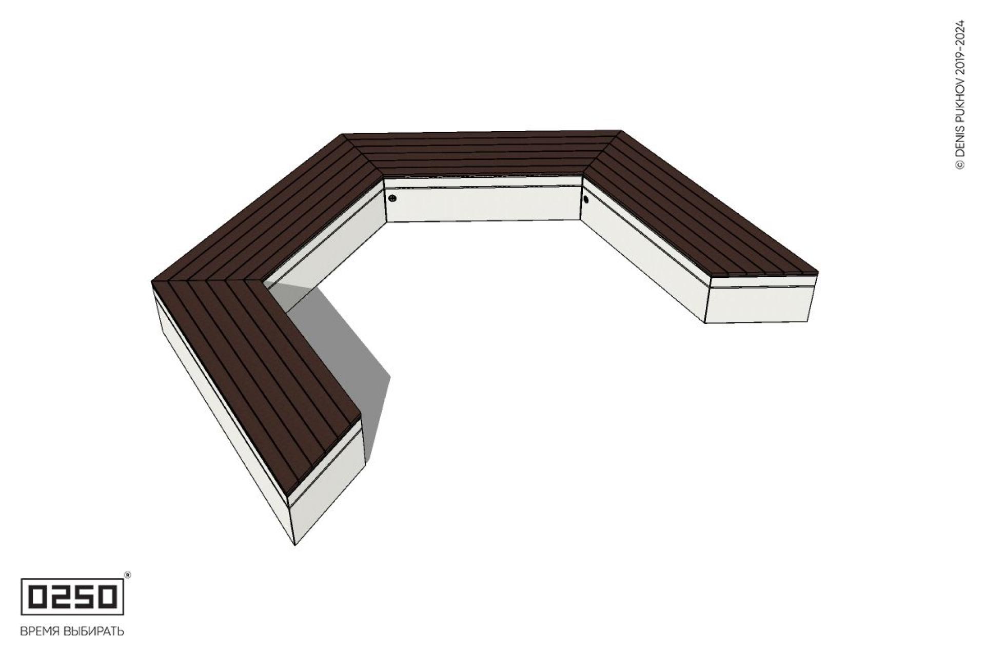 Уличная Трехповоротная скошенная скамейка на блоке производство 0250