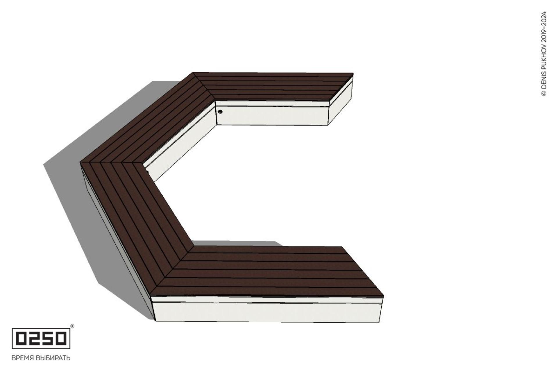 Уличная Трехповоротная скошенная скамейка на блоке производство 0250