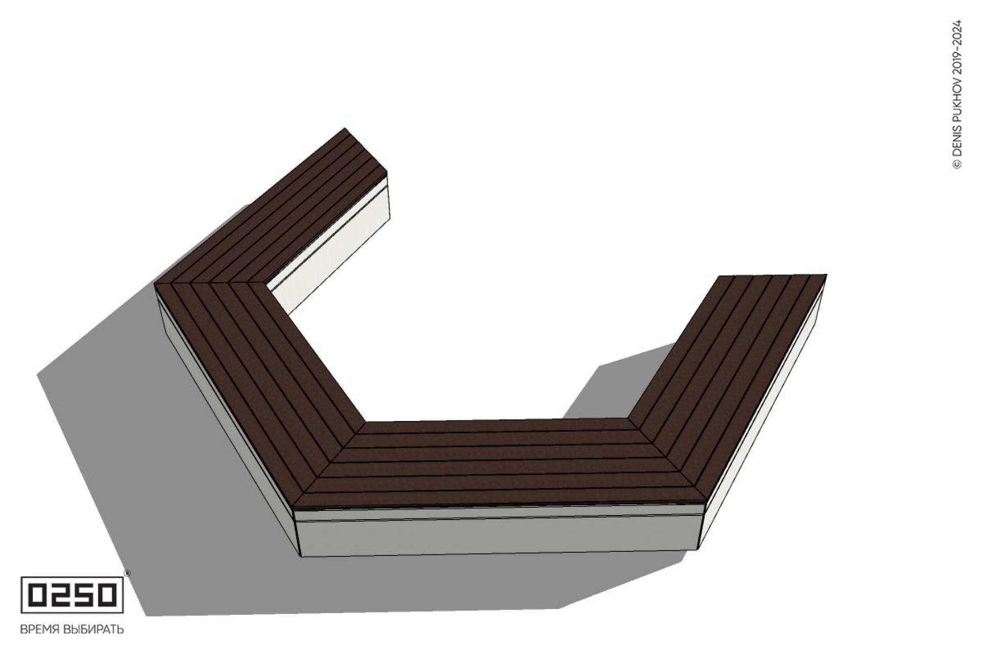 Уличная Трехповоротная скошенная скамейка на блоке производство 0250