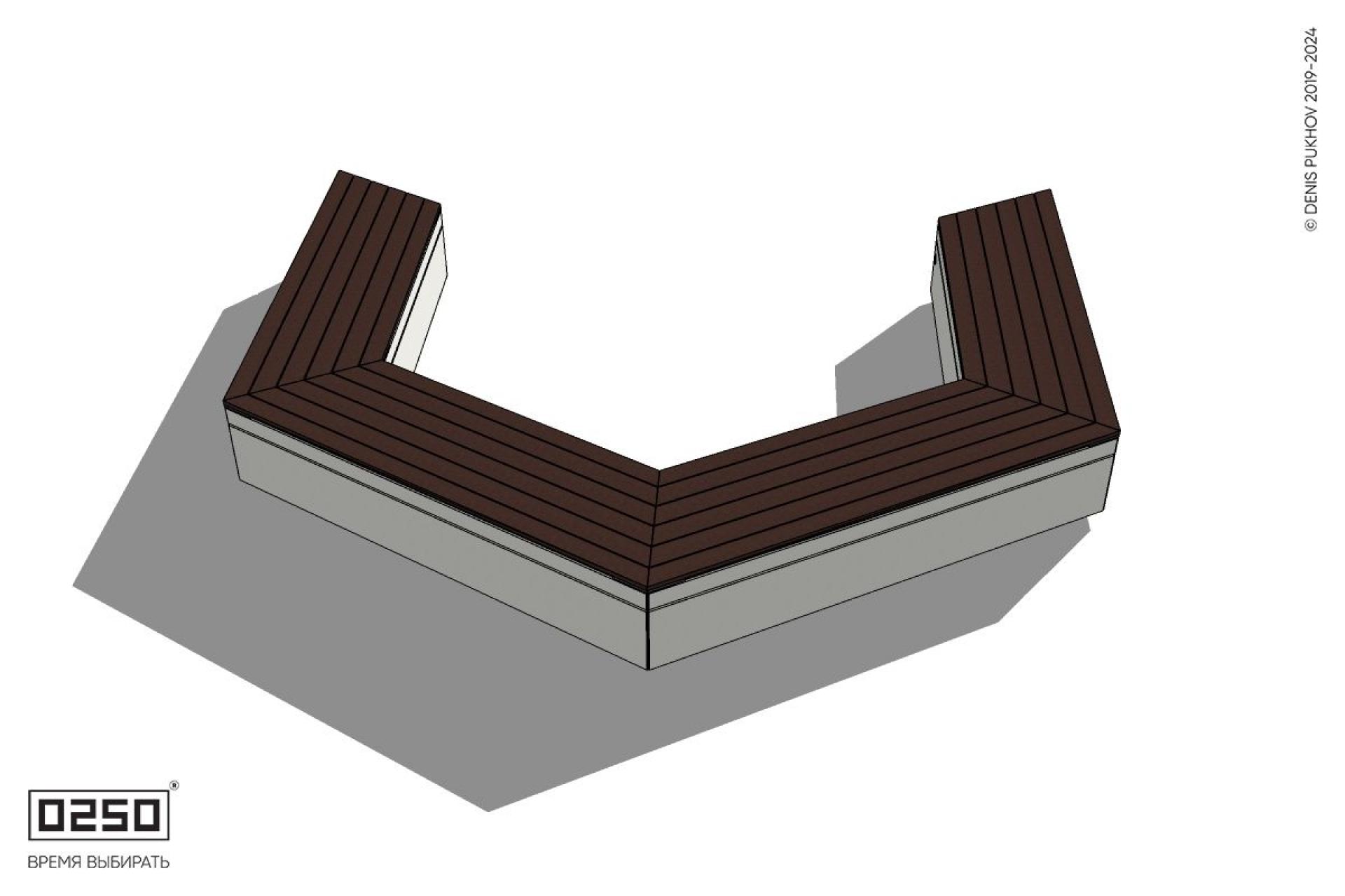 Уличная Трехповоротная скошенная скамейка на блоке производство 0250