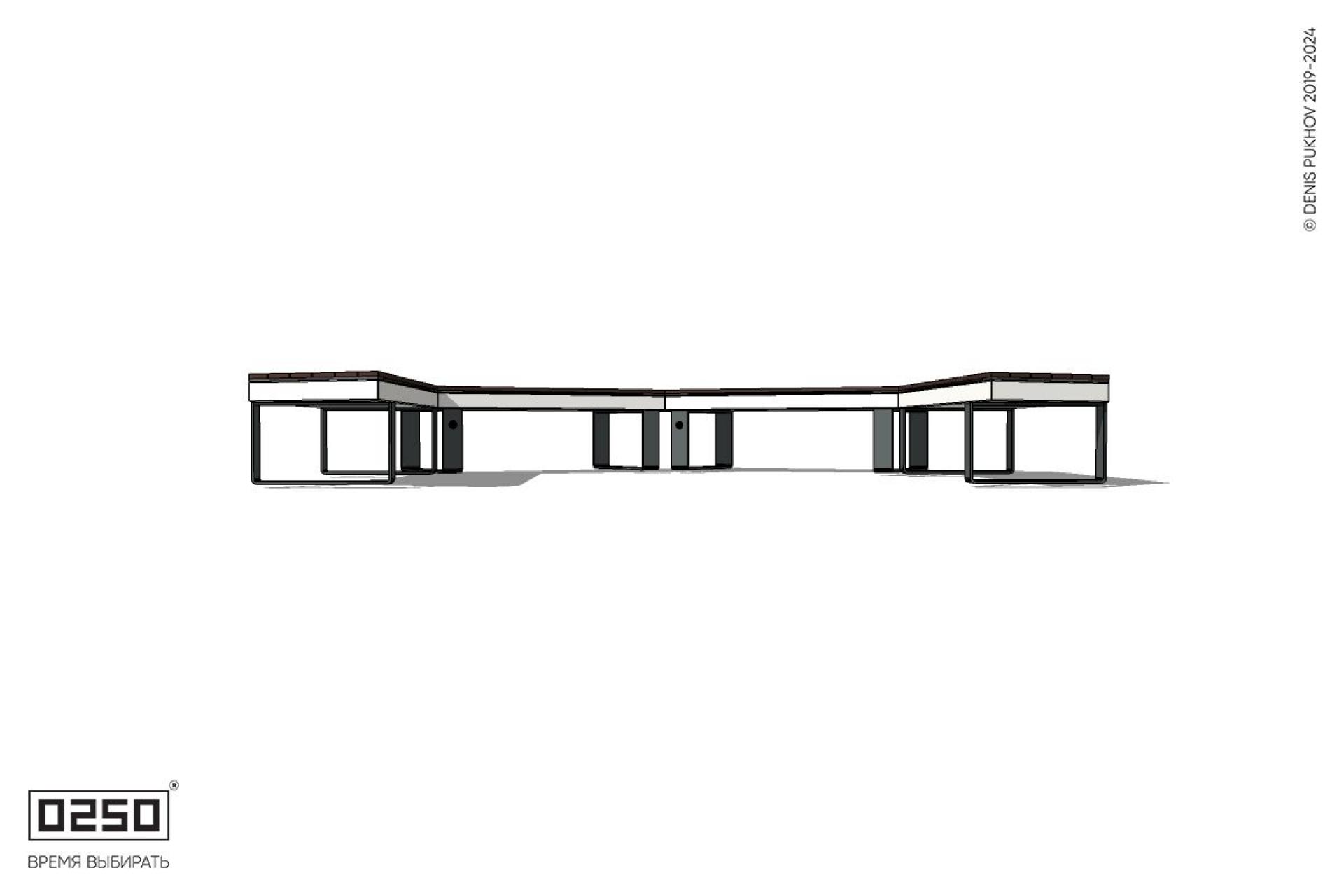 Уличная Трехповоротная контрскошенная скамейка на ножках производство 0250