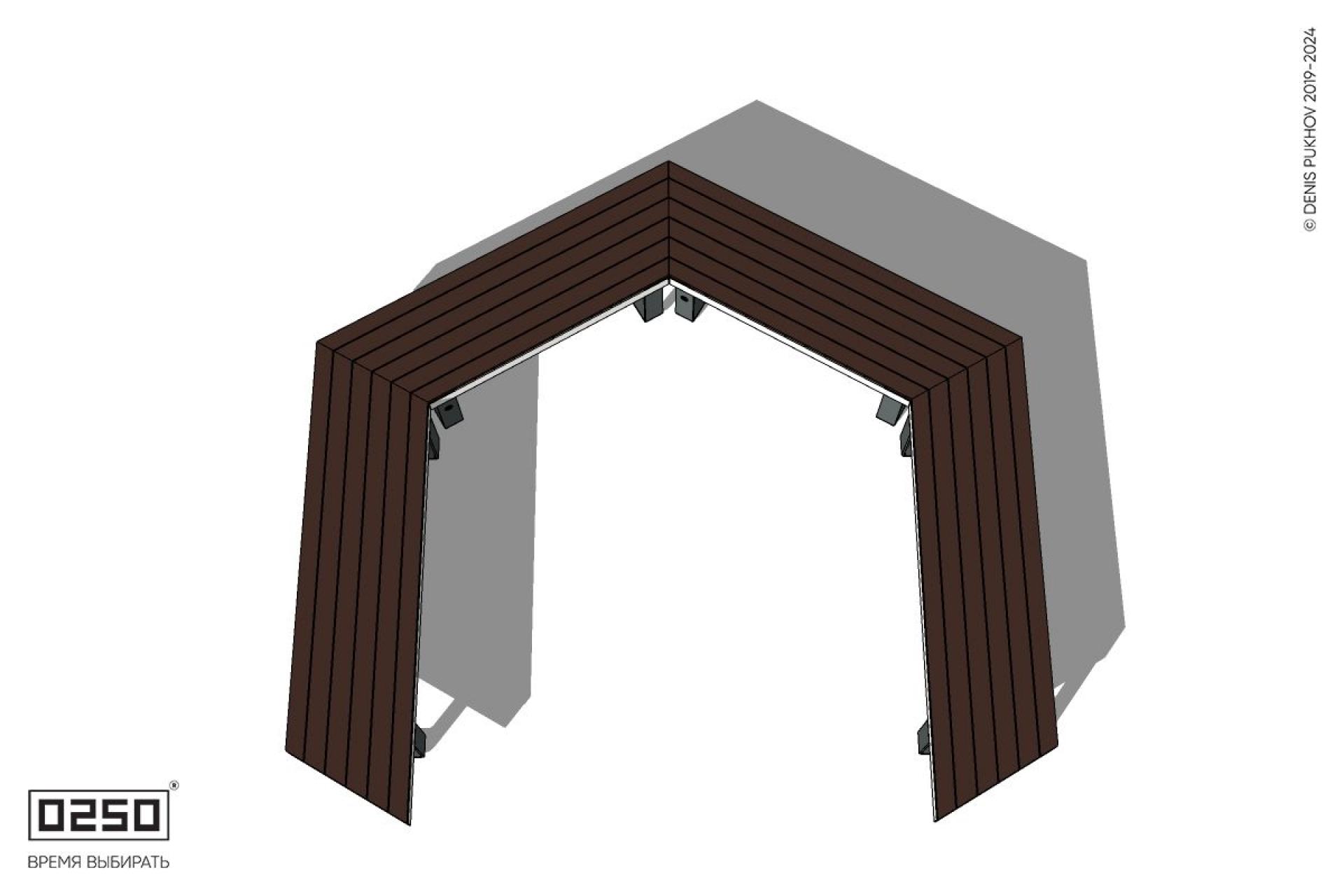 Уличная Трехповоротная контрскошенная скамейка на ножках производство 0250, module