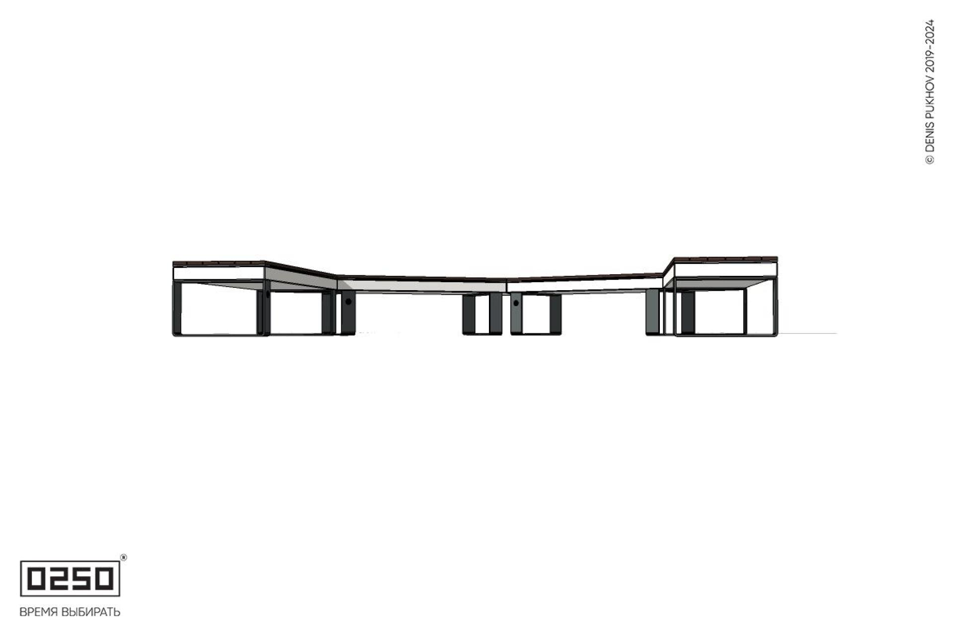 Уличная Трехповоротная прямоконечная скамейка на ножках производство 0250 Уличная Трехповоротная прямоконечная скамейка на ножках производство 0250