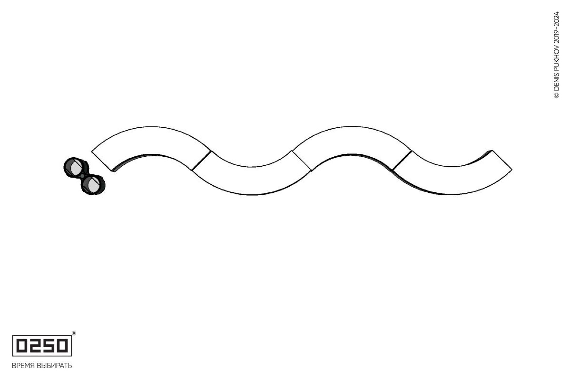 Уличная Изогнутая скамейка на блоке четырехпролетная малого радиуса с урной Урбан 3 производство 0250