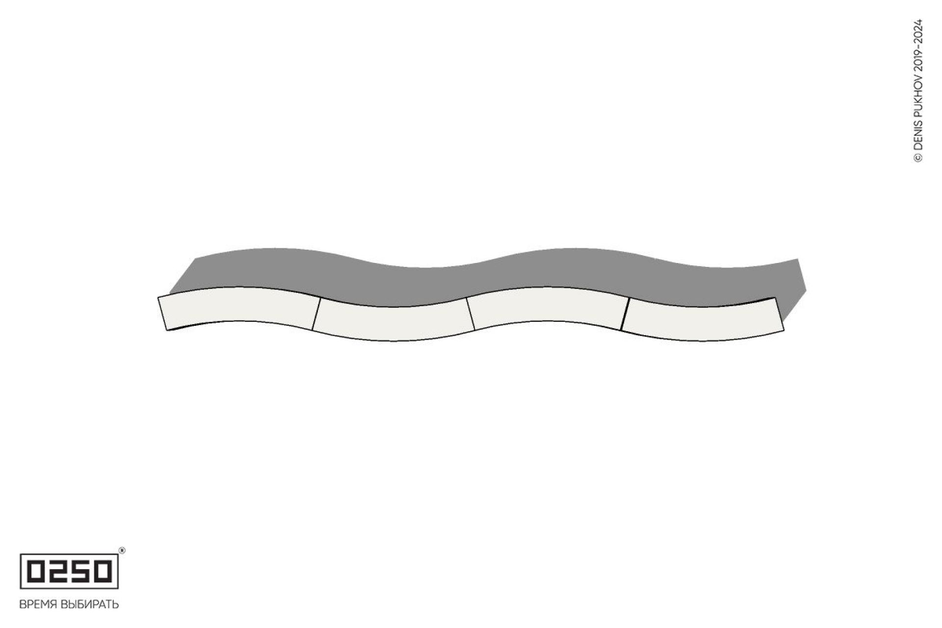 Уличная Бетонная изогнутая скамейка четырехпролетная большого радиуса на блоке производство 0250, module