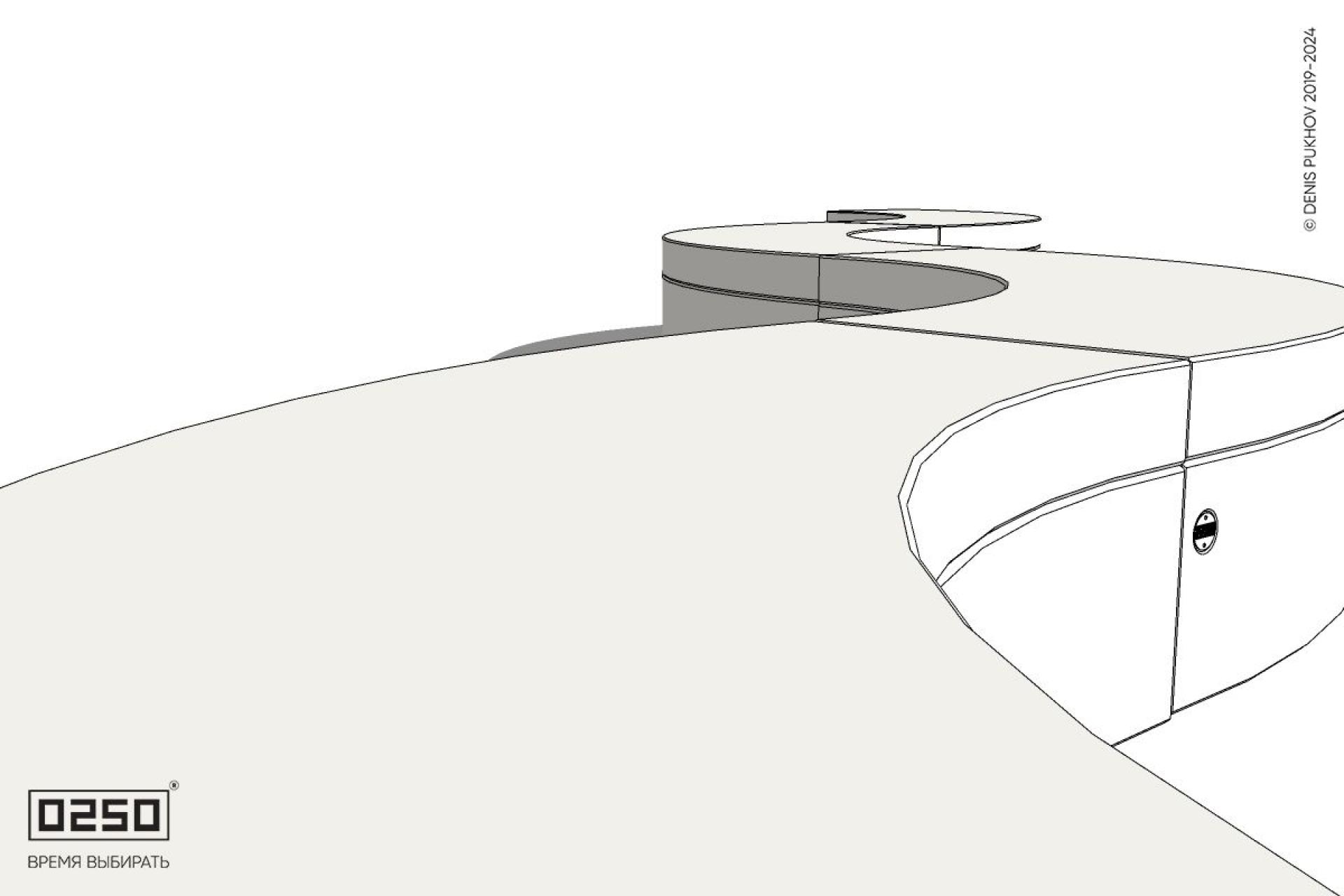 Уличная Бетонная изогнутая скамейка на блоке четырехпролетная малого радиуса производство 0250