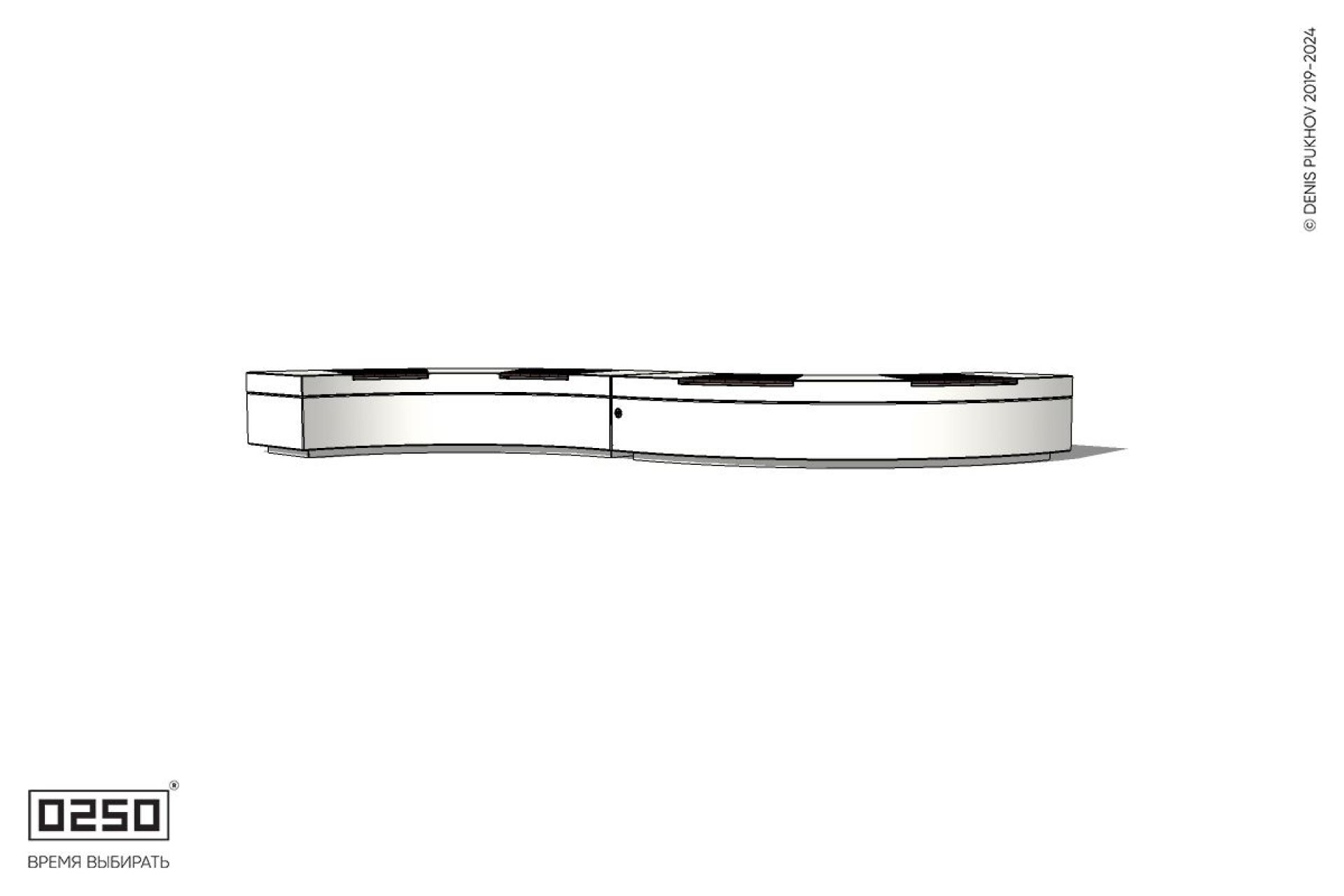 Уличная Скамейка изогнутая двухпролетная малого радиуса на блоке производство 0250 Уличная Скамейка изогнутая двухпролетная малого радиуса на блоке производство 0250