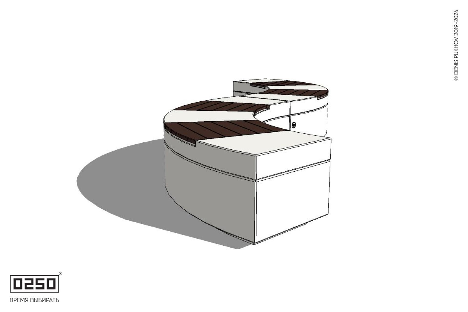 Уличная Скамейка изогнутая двухпролетная малого радиуса на блоке производство 0250 Уличная Скамейка изогнутая двухпролетная малого радиуса на блоке производство 0250