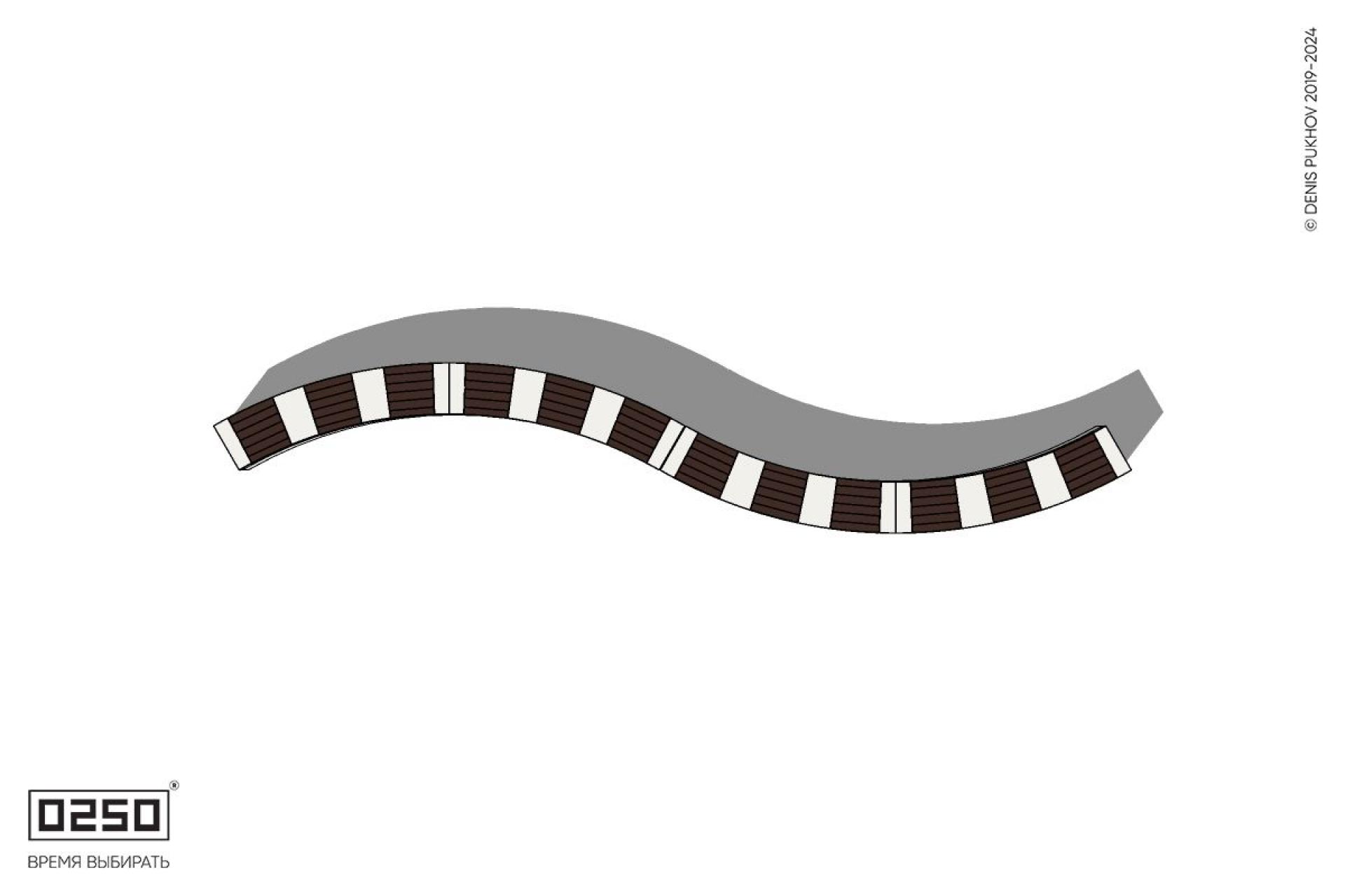 Изогнутая скамейка на блоке четырехпролетная двойная большого радиуса с урной Урбан 2 Уличная Изогнутая скамейка на блоке четырехпролетная двойная большого радиуса с урной Урбан 2 производство 0250, module