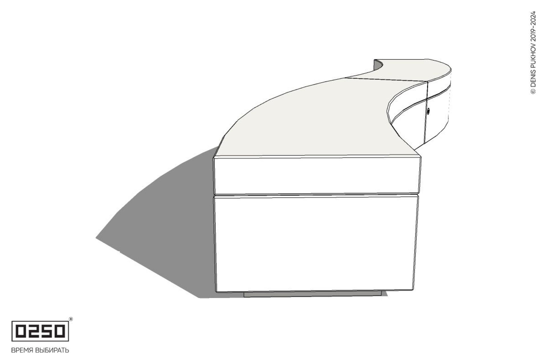 Уличная Бетонная изогнутая скамейка двухпролетная большого радиуса на блоке производство 0250