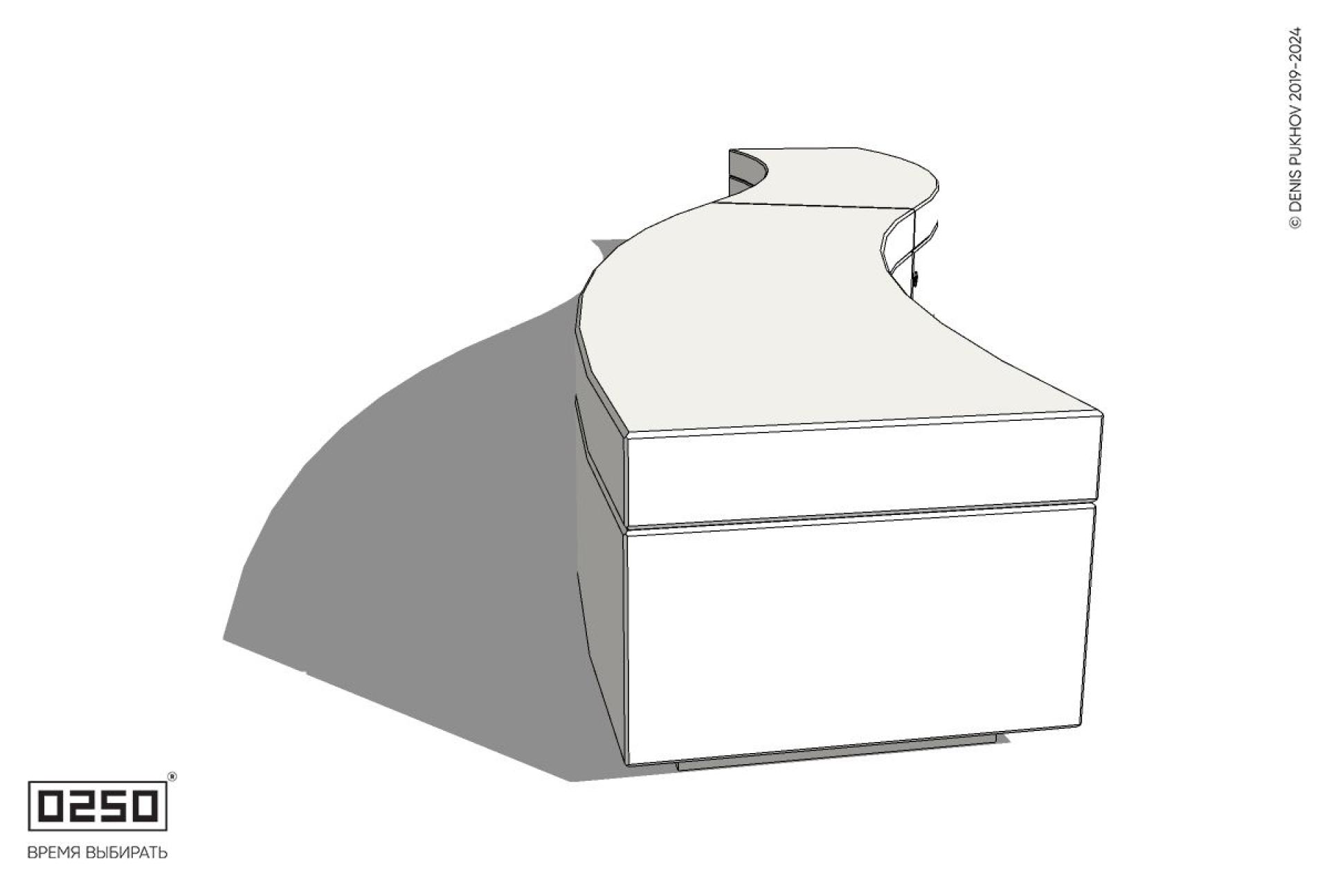 Уличная Бетонная изогнутая скамейка двухпролетная большого радиуса на блоке производство 0250