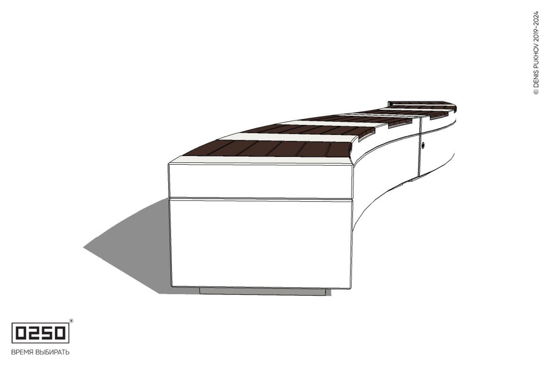 Уличная Скамейка изогнутая двухпролетная большого радиуса на блоке производство 0250