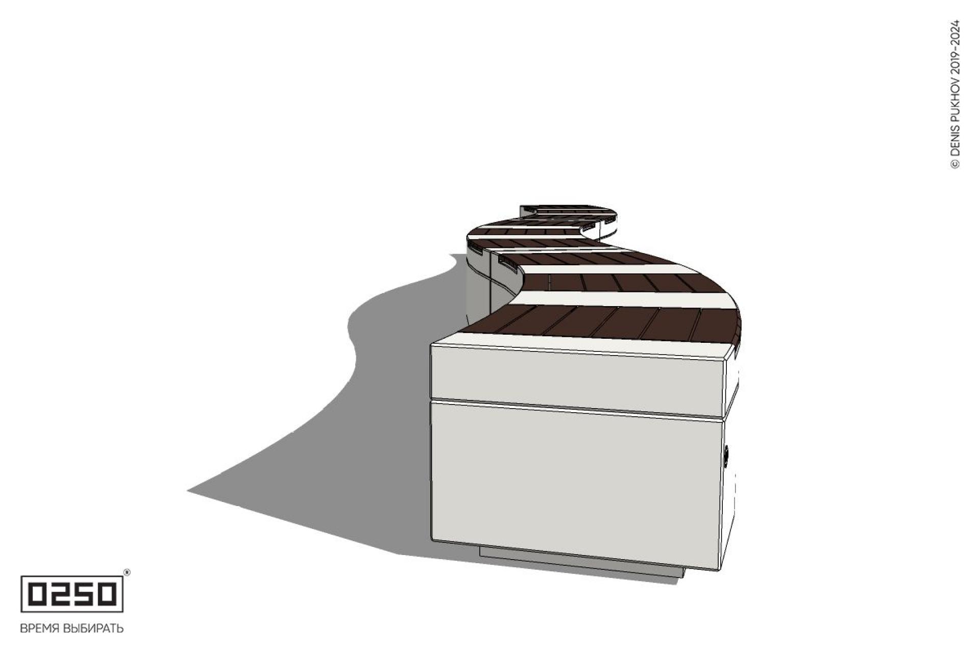 Уличная Скамейка изогнутая трехпролетная большого радиуса на блоке производство 0250 Уличная Скамейка изогнутая трехпролетная большого радиуса на блоке производство 0250