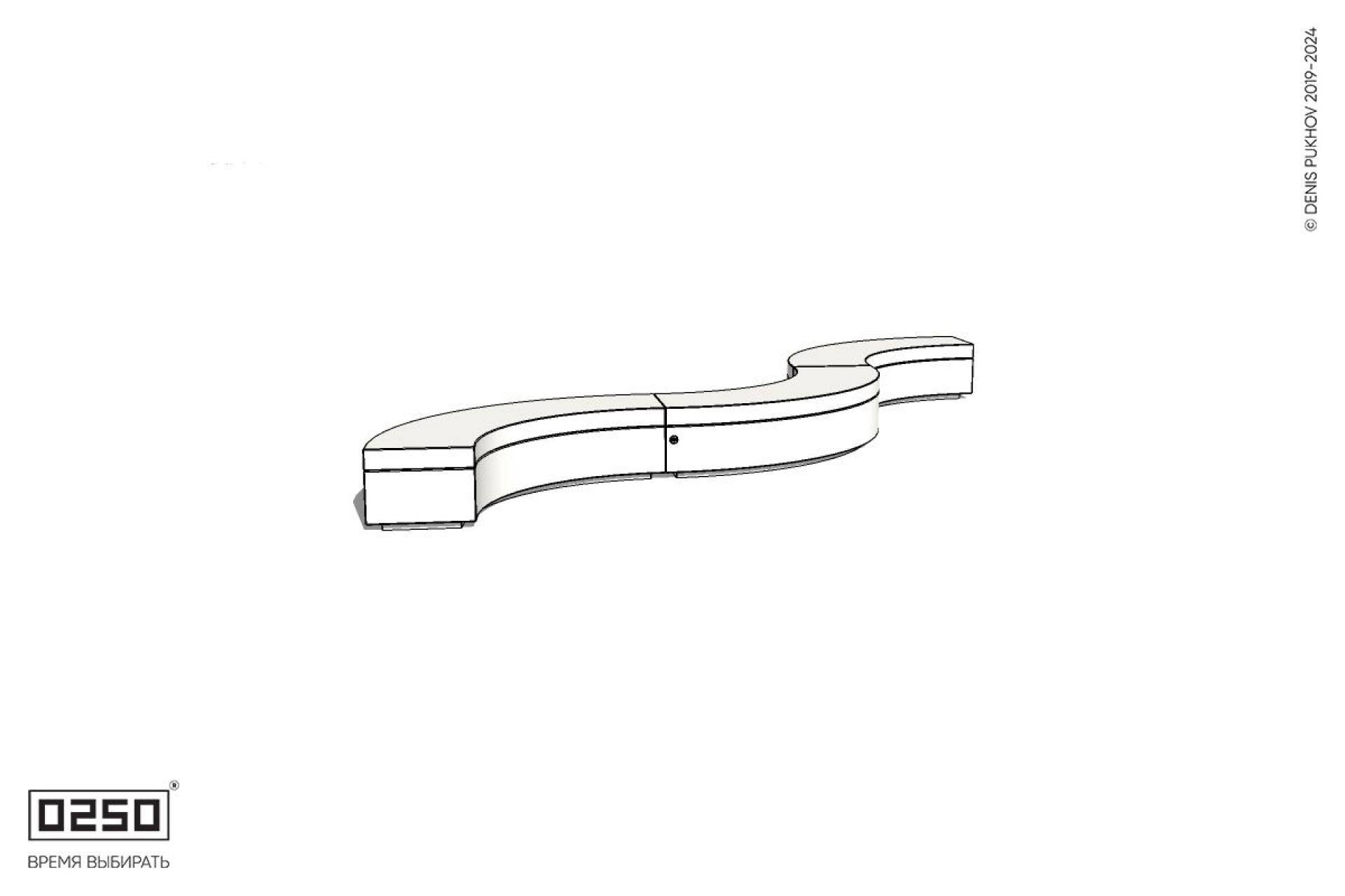 Уличная Бетонная изогнутая скамейка на трехпролетная малого радиуса на блоке производство 0250