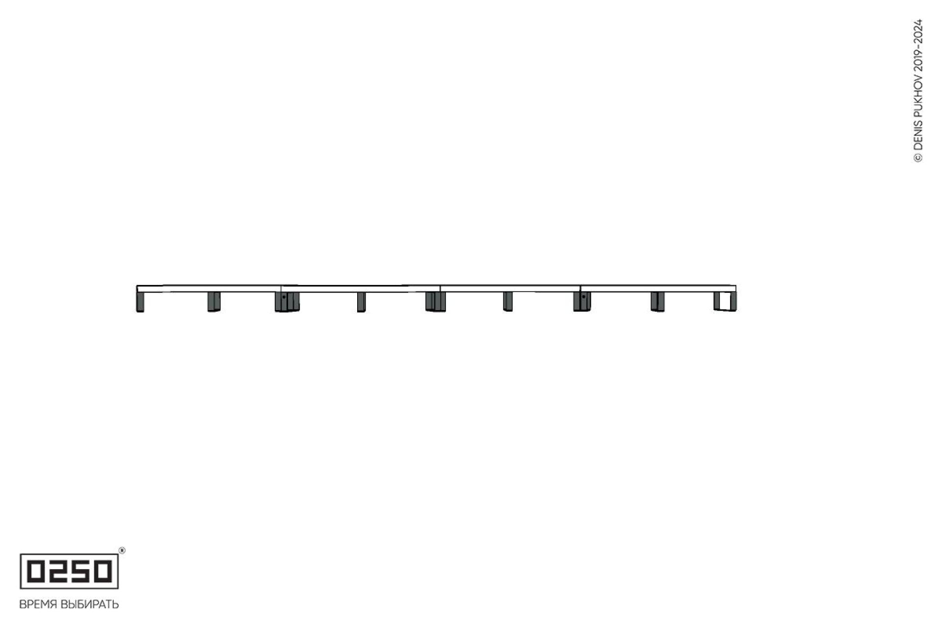 Уличная Бетонная изогнутая скамейка четырехпролетная большого радиуса на ножках производство 0250