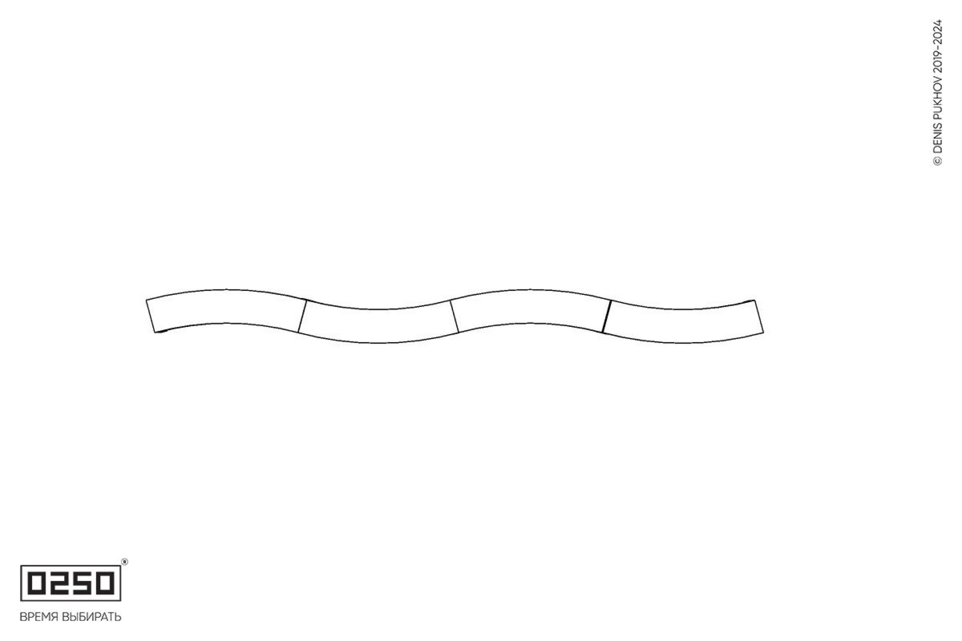 Уличная Бетонная изогнутая скамейка четырехпролетная большого радиуса на ножках производство 0250, module