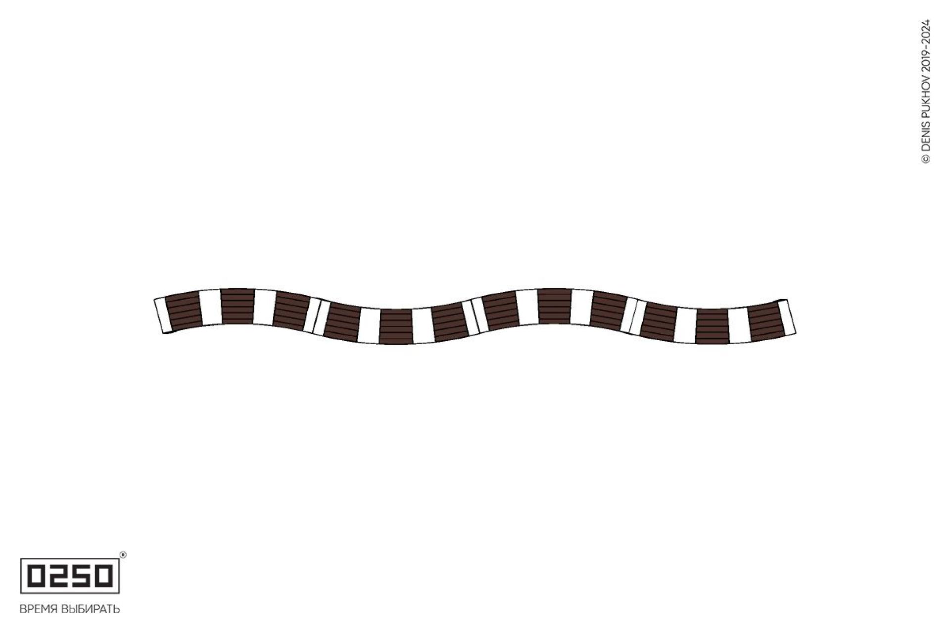 Уличная Изогнутая скамейка на ножках четырехпролетная большого радиуса производство 0250, module