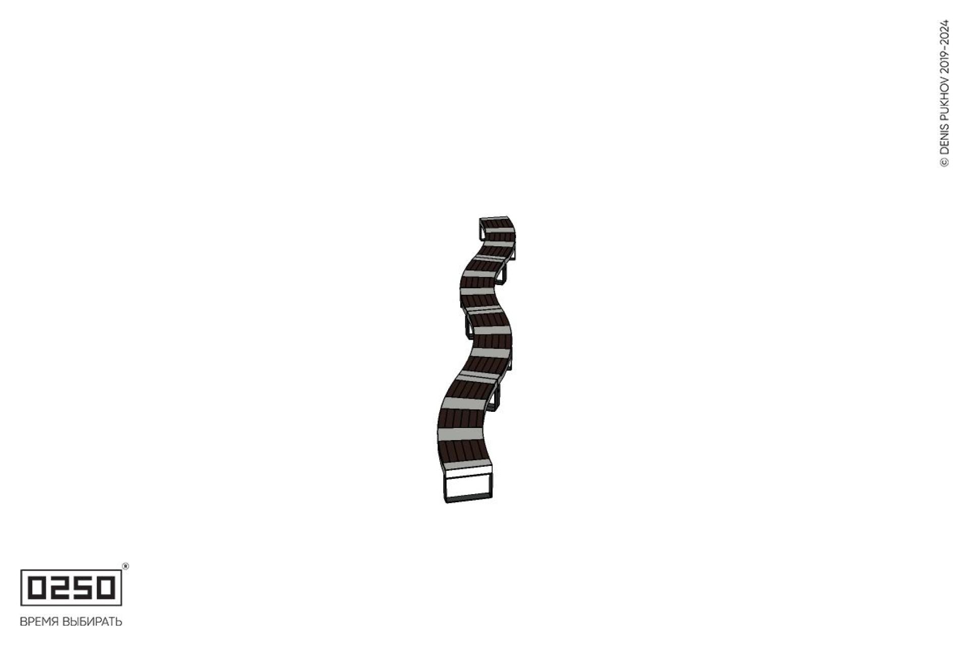 Уличная Изогнутая скамейка на ножках четырехпролетная большого радиуса производство 0250