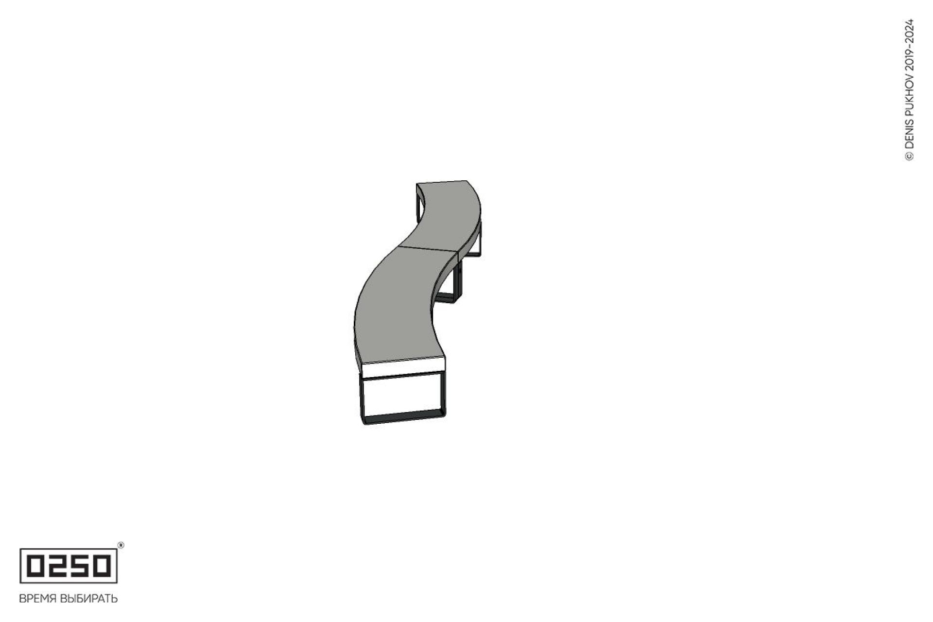 Уличная Изогнутая скамейка на ножках двухпролетная большого радиуса производство 0250