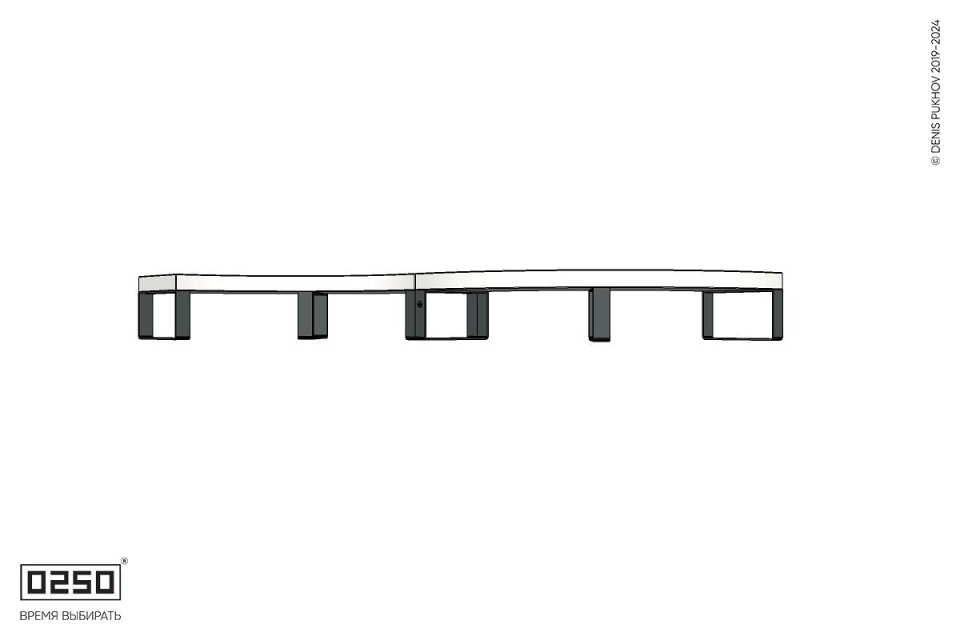 Уличная Бетонная изогнутая скамейка двухпролетная малого радиуса  на ножках производство 0250