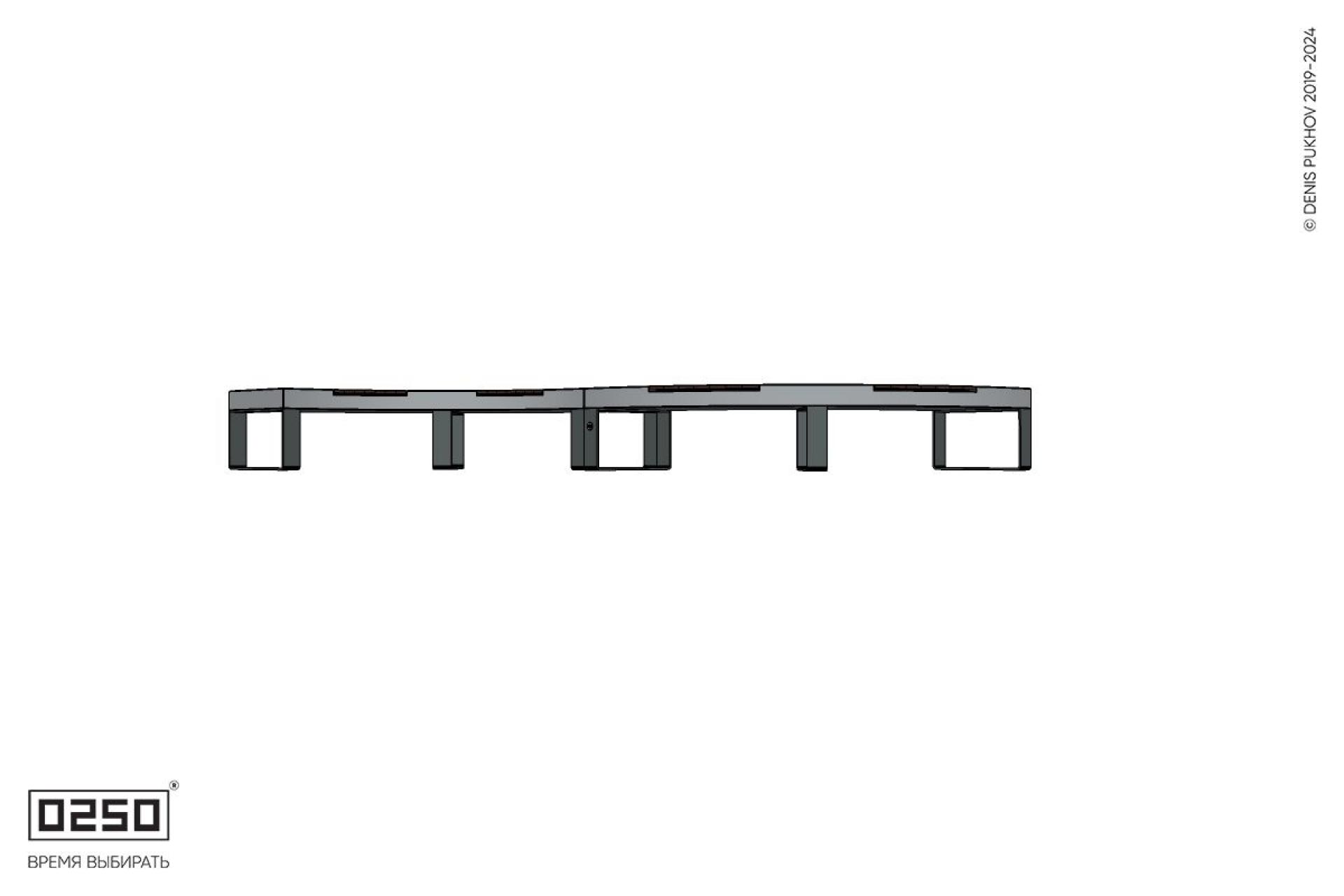 Уличная Изогнутая скамейка на ножках двухпролетная  малого радиуса производство 0250