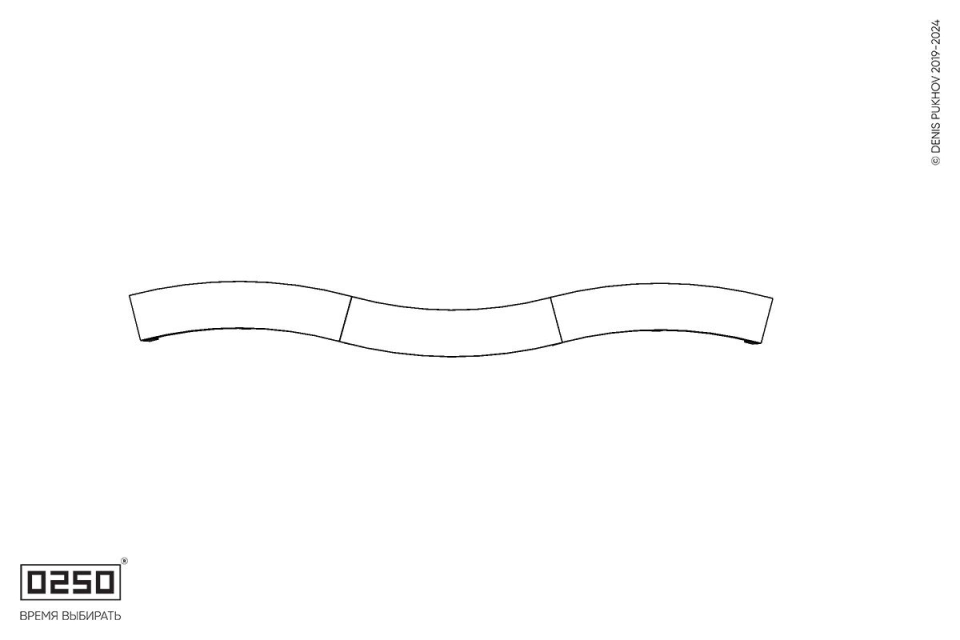 Бетонная изогнутая скамейка трехпролетная большого радиуса на ножках  Уличная Бетонная изогнутая скамейка трехпролетная большого радиуса на ножках производство 0250, module
