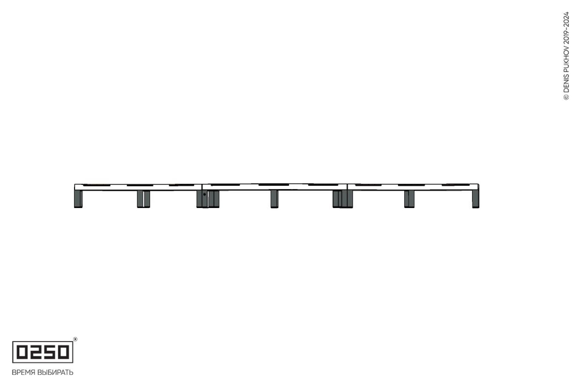 Уличная Изогнутая скамейка на ножках трехпролетная большого радиуса производство 0250