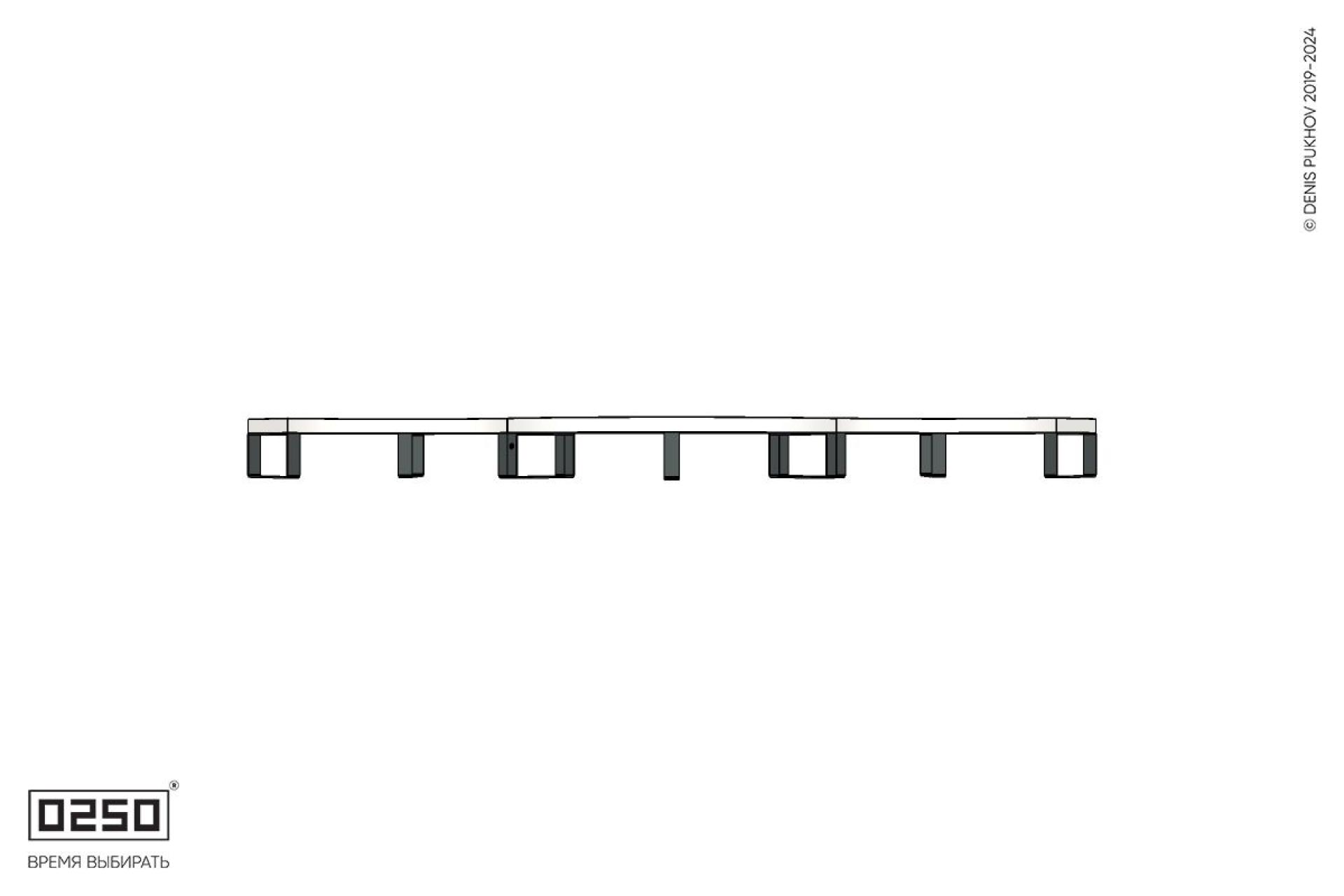 Уличная Бетонная изогнутая скамейка трехпролетная малого радиуса на ножках производство 0250