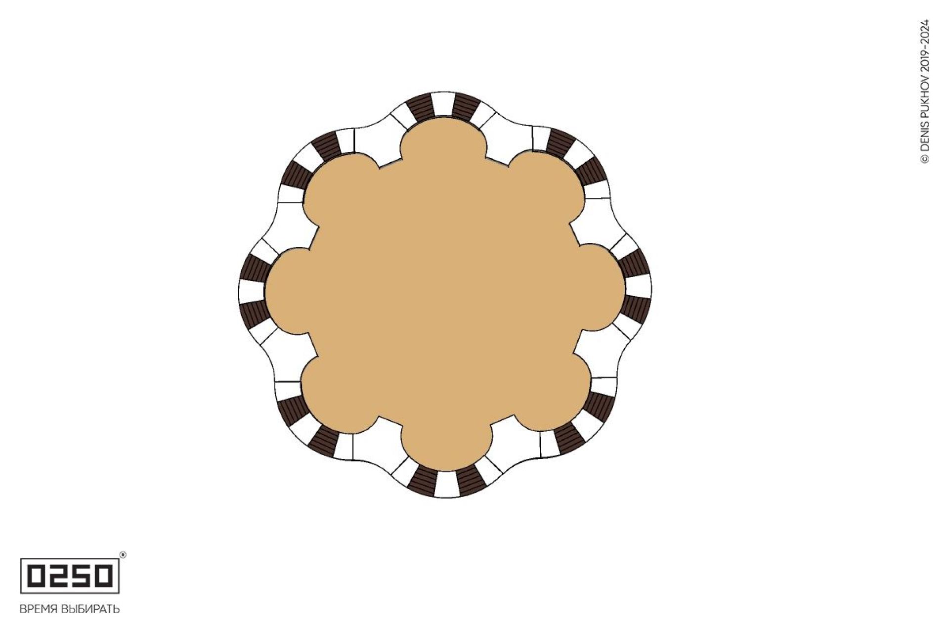 Уличная Кольцевая песочница скамейка с внутренними модулями трилистник производство 0250