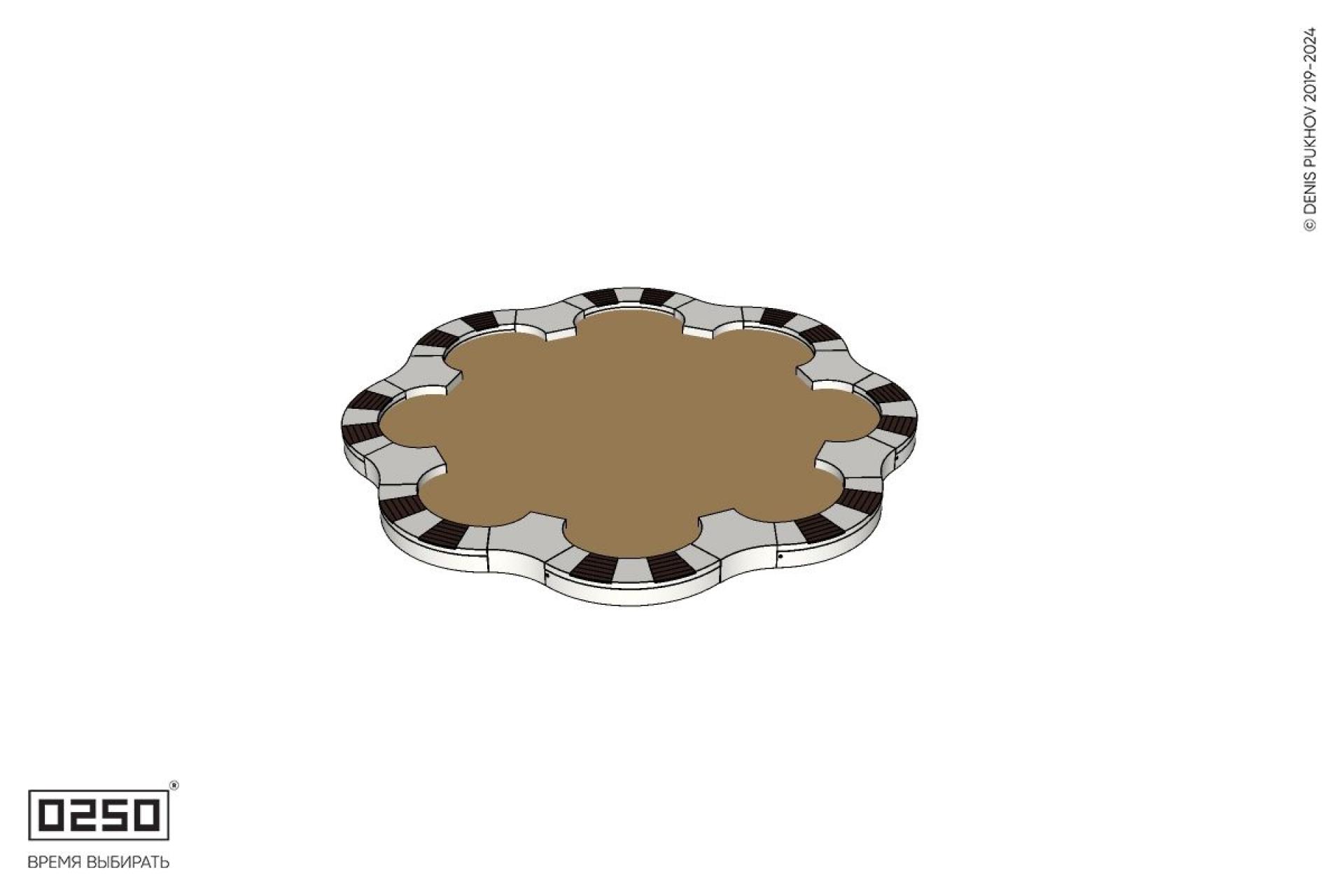 Уличная Кольцевая песочница скамейка с внутренними модулями трилистник производство 0250, modul+