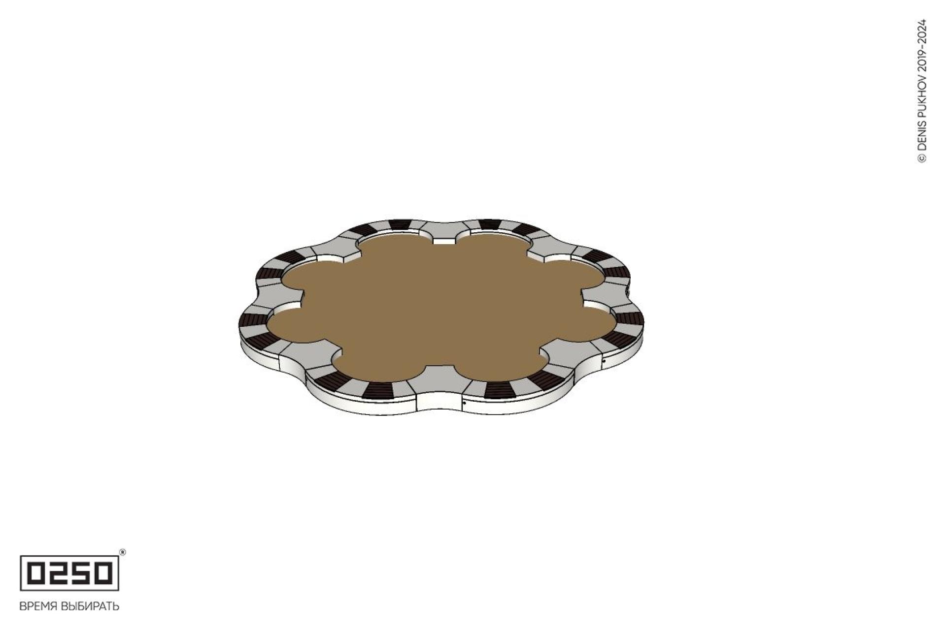 Уличная Кольцевая песочница скамейка с внутренними модулями трилистник производство 0250