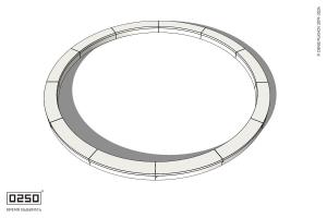 Бетонная кольцевая скамейка большого радиуса на блоке 