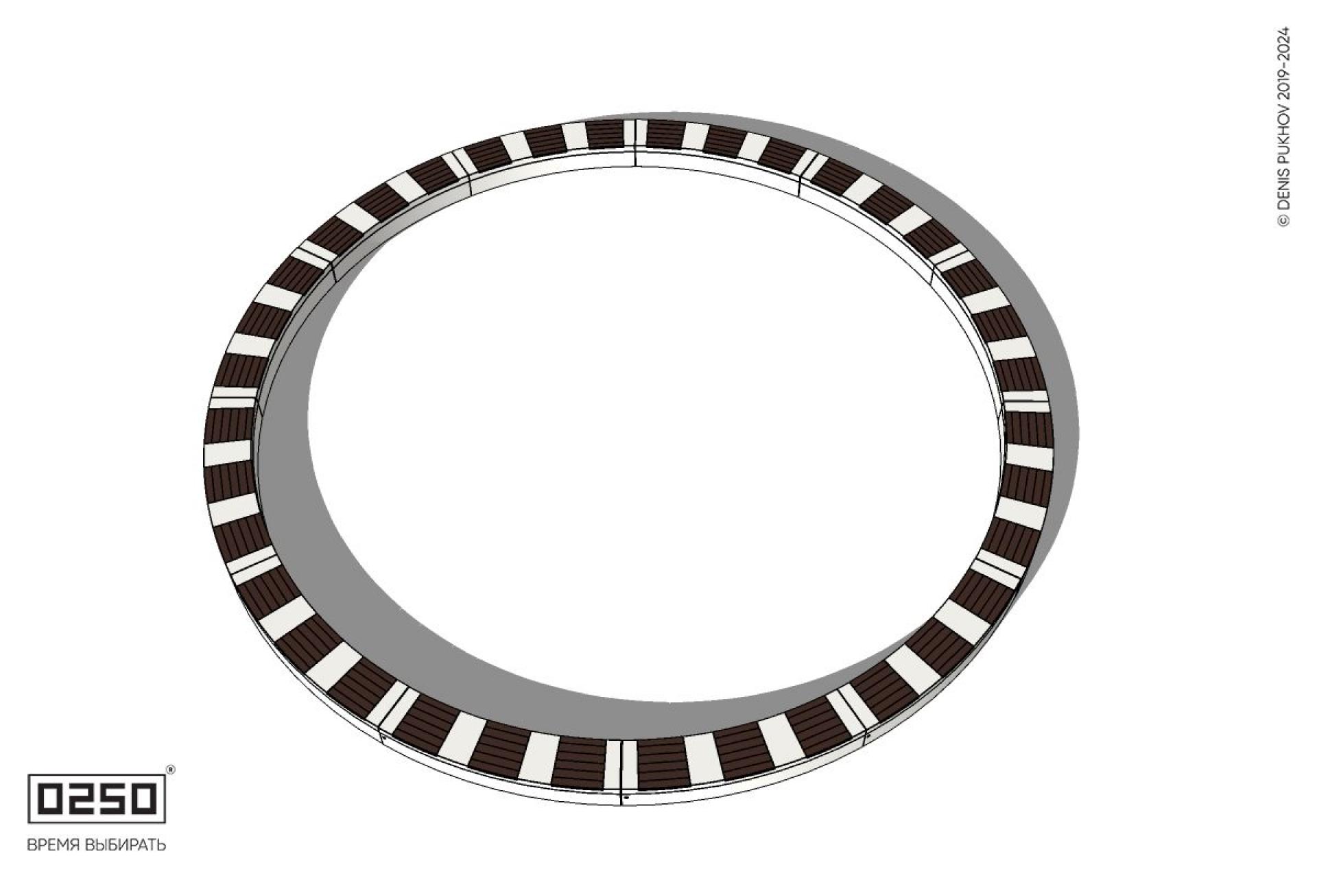 Уличная Скамейка кольцевая большого радиуса на блоке производство 0250