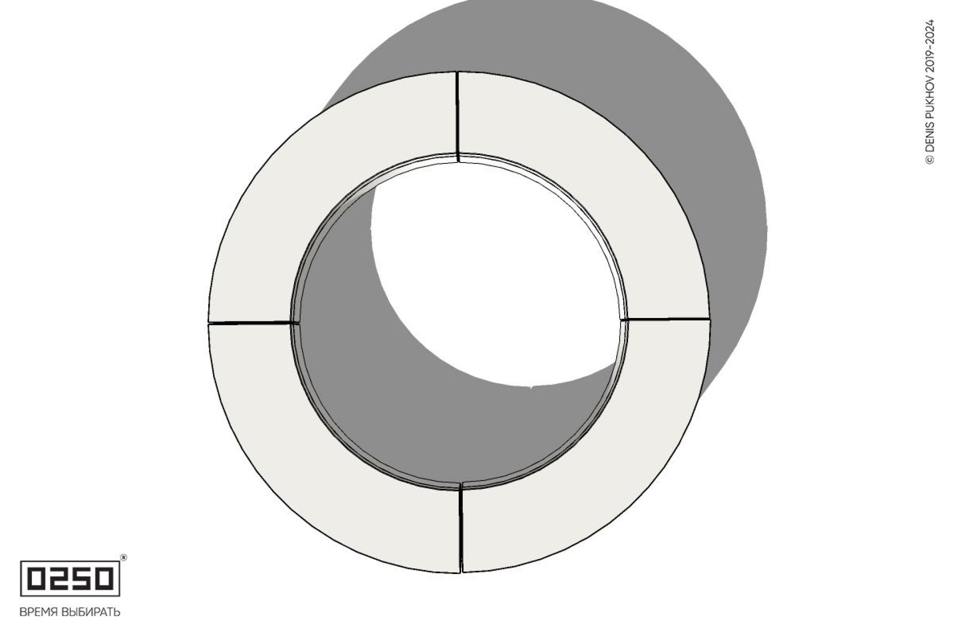Уличная Бетонная кольцевая скамейка малого радиуса на блоке производство 0250, module