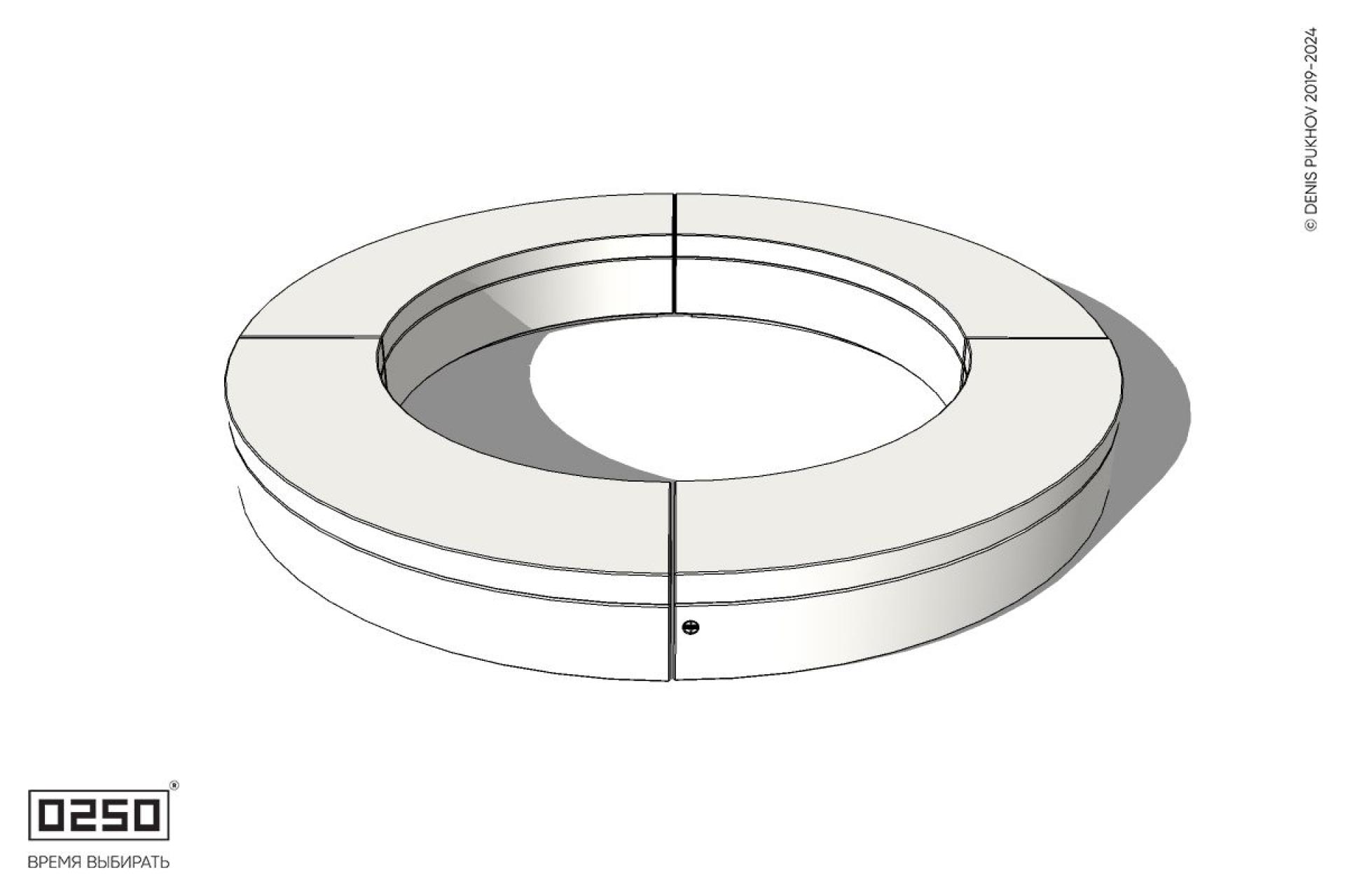 Уличная Бетонная кольцевая скамейка малого радиуса на блоке производство 0250