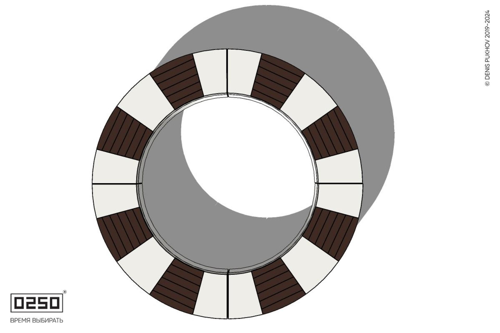 Уличная Скамейка кольцевая малого радиуса на блоке производство 0250, module