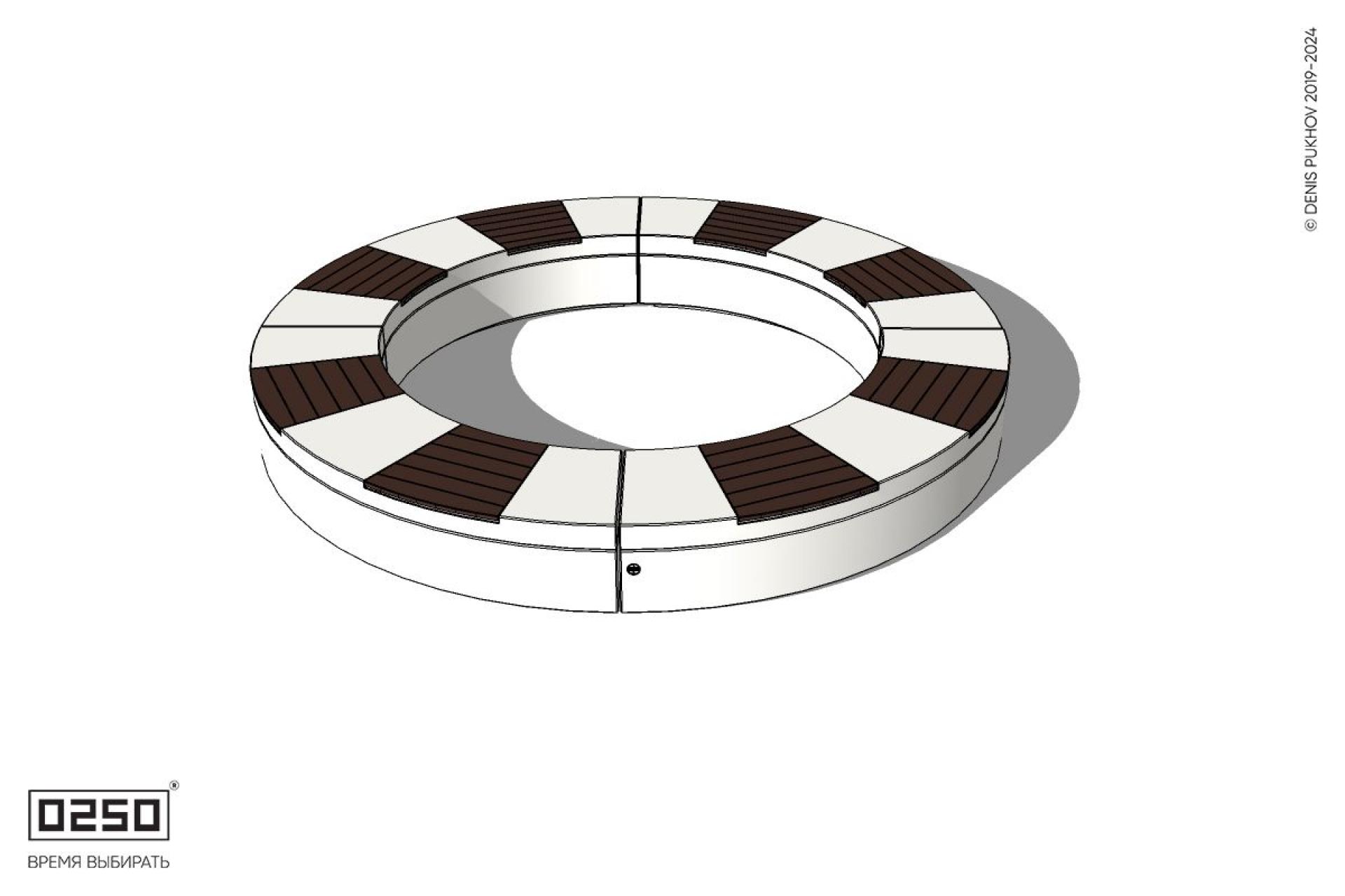 Уличная Скамейка кольцевая малого радиуса на блоке производство 0250