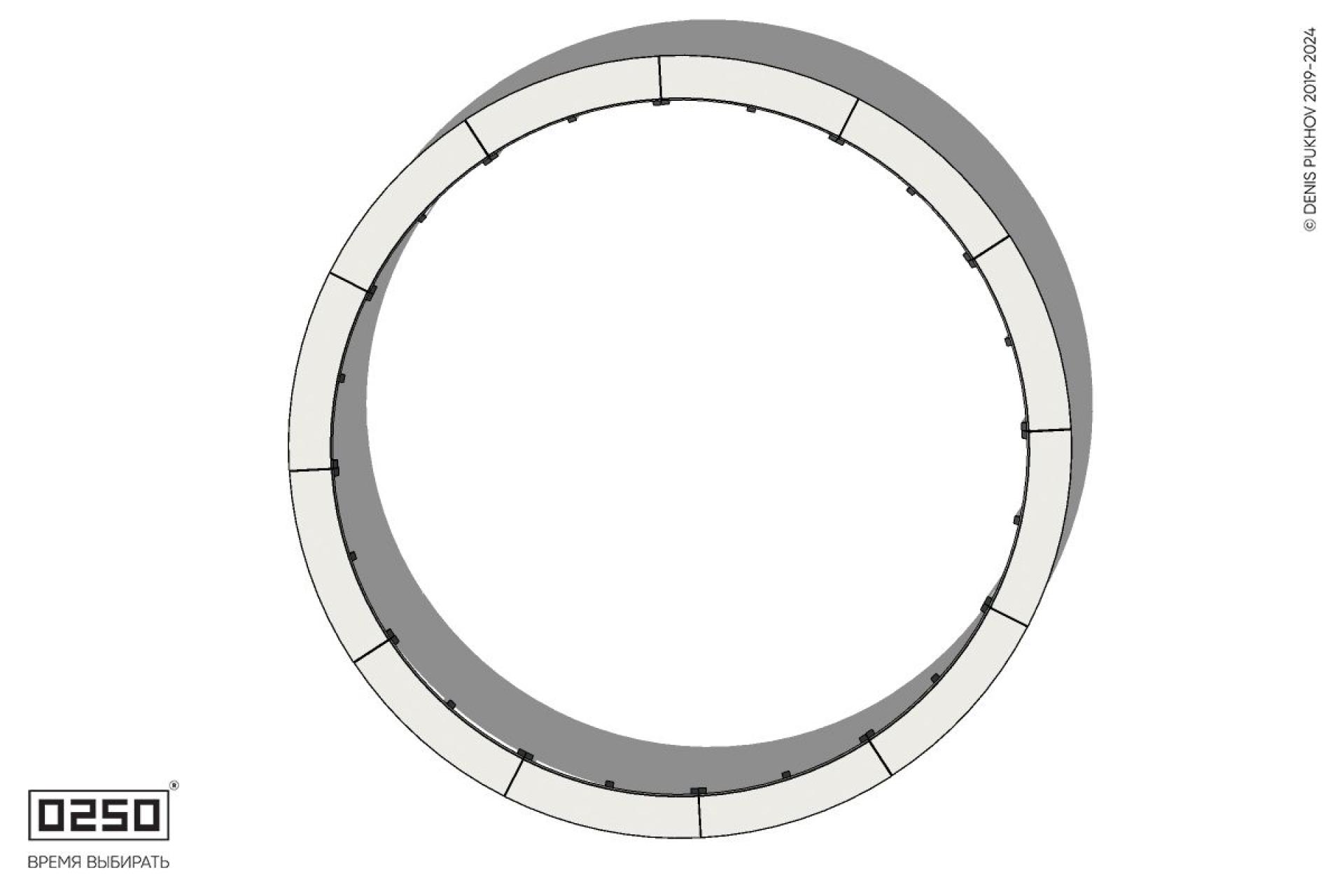 Уличная Бетонная кольцевая скамейка большого радиуса на ножках производство 0250, module