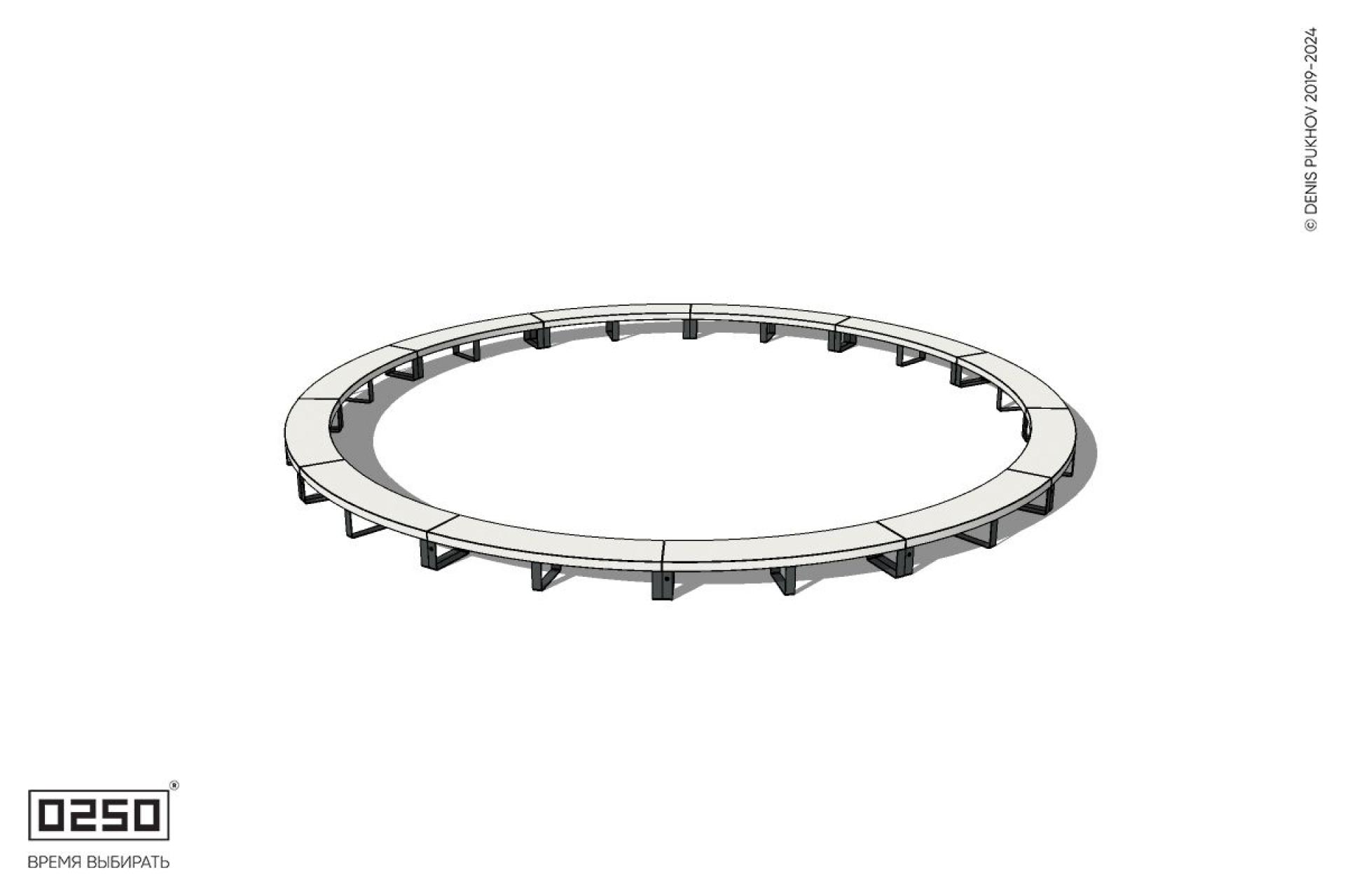 Уличная Бетонная кольцевая скамейка большого радиуса на ножках производство 0250